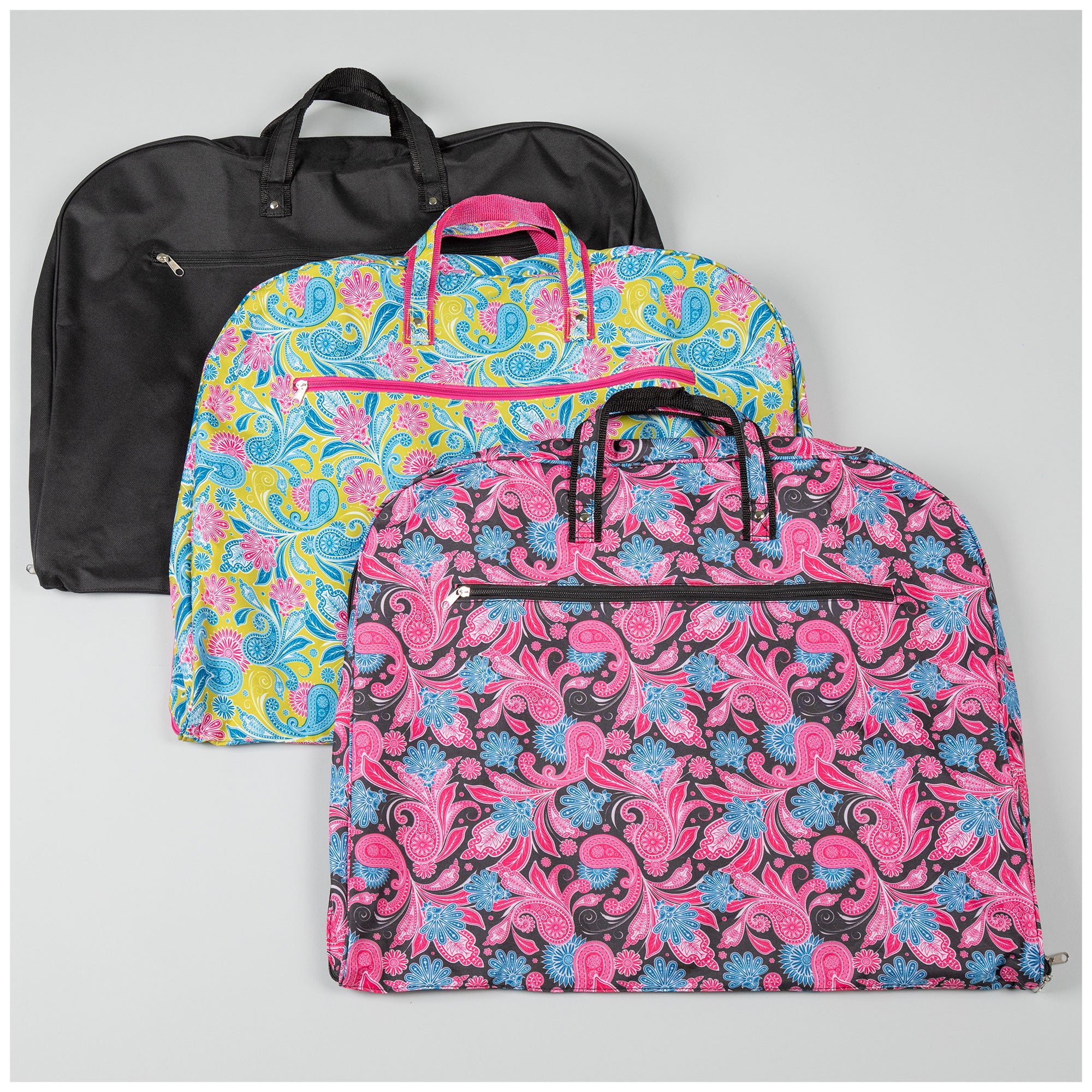 Microfiber Travel Garment Bag - Green Pink Paisley