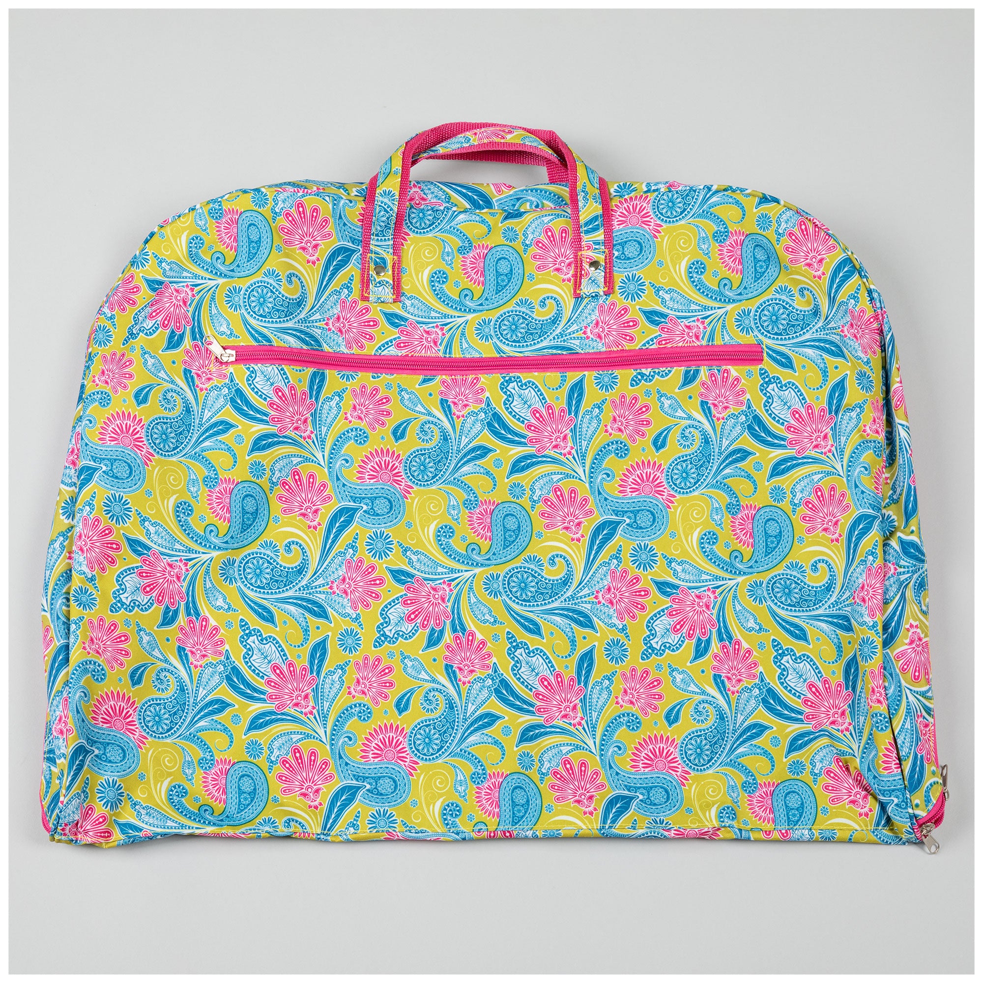 Microfiber Travel Garment Bag - Green Pink Paisley