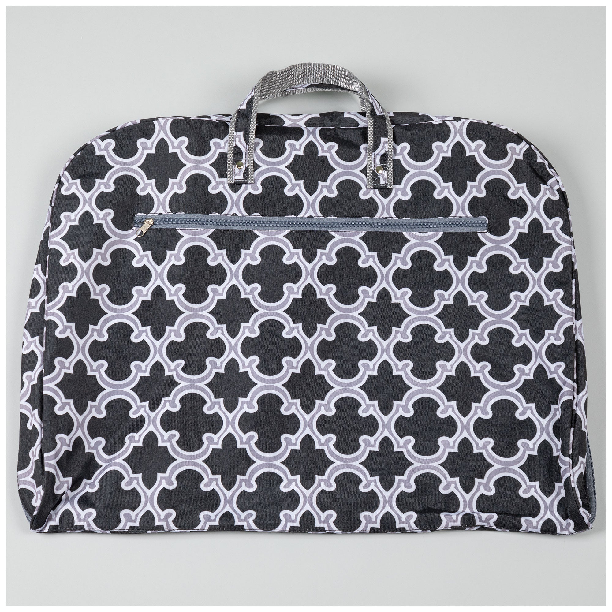 Microfiber Travel Garment Bag - Black Quatrefoil