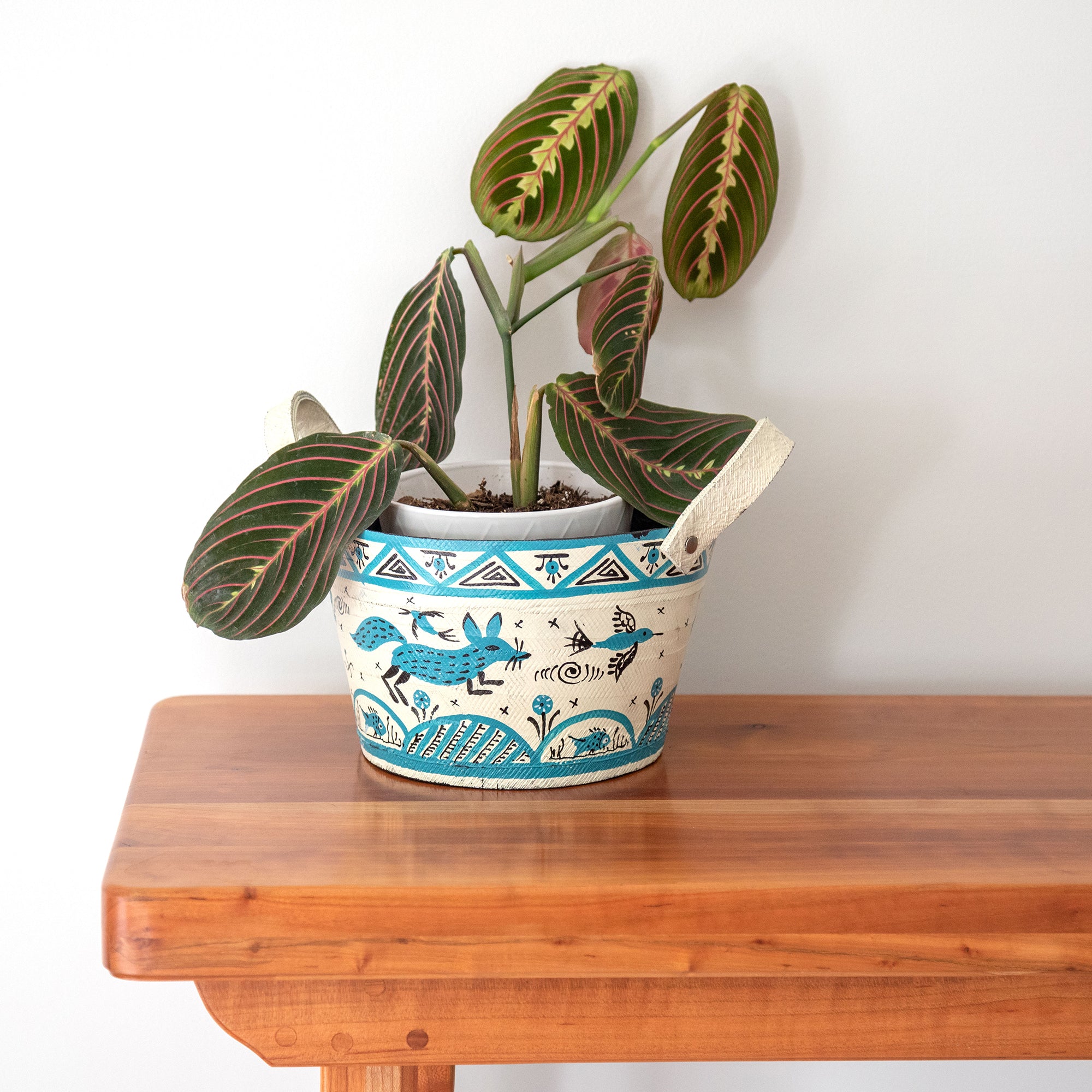 Hand Painted Folklore Recycled Rubber Planter - Fox