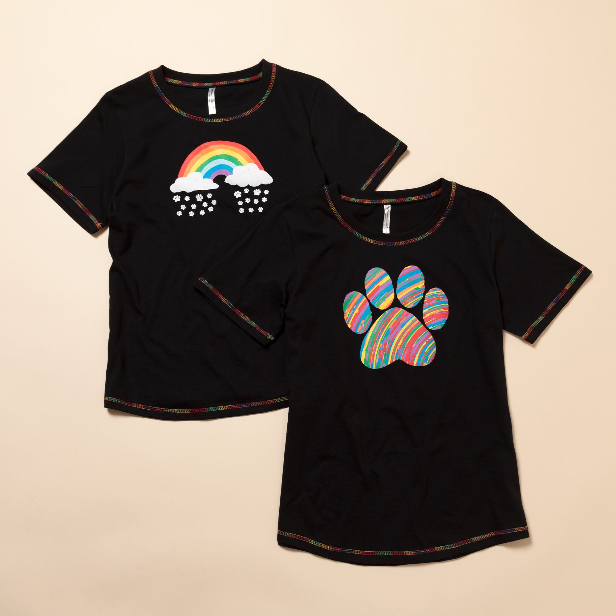 Paw Print Rainbow Short Sleeve T-Shirt - Paw - S