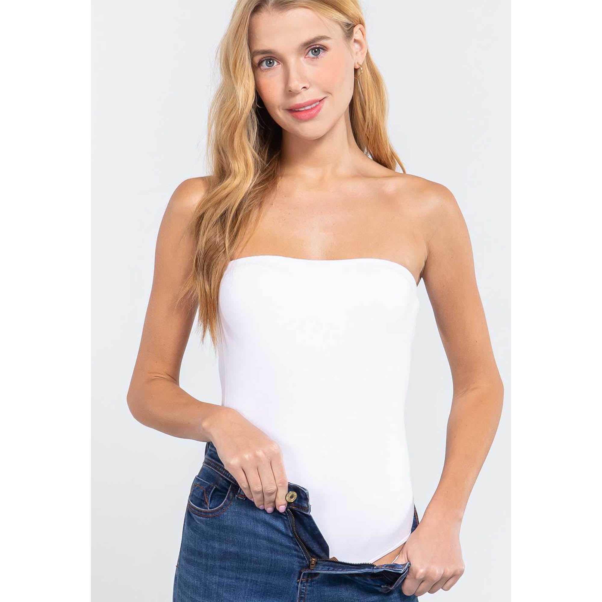 Women's Bandeau Bodysuit - White - L