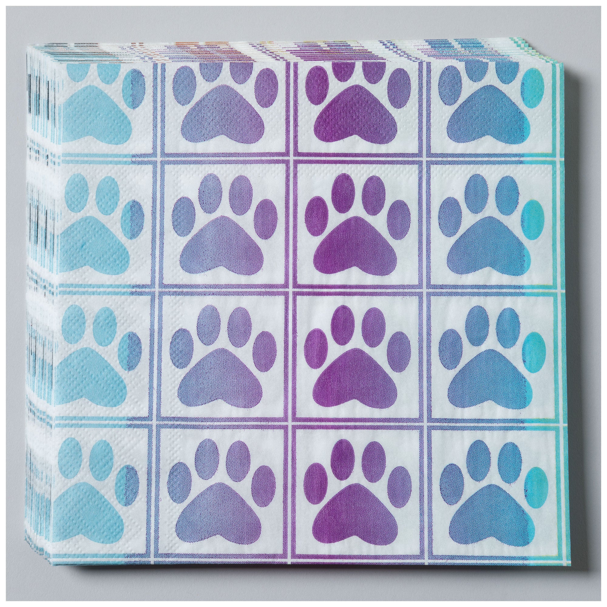 Pawfect Occasion Paper Plates & Napkins - Rainbow Checkered Paws - Napkins Only