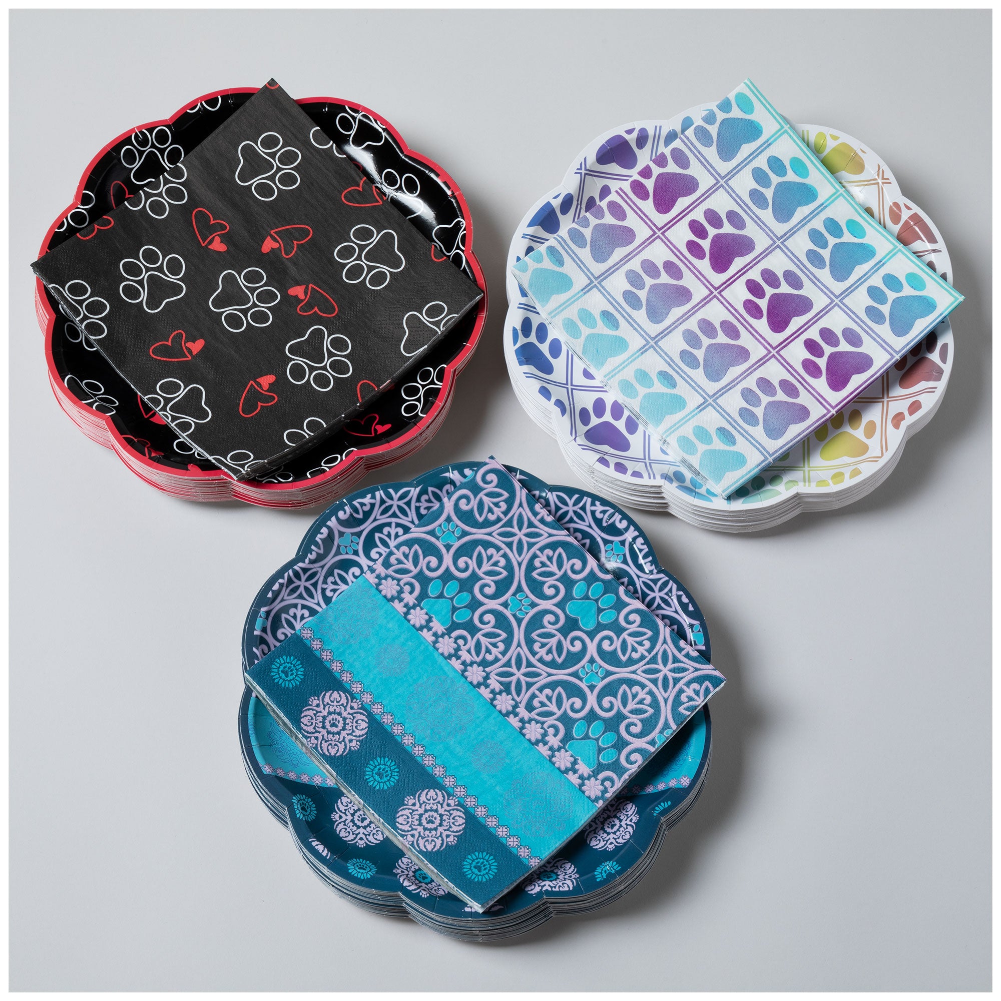 Pawfect Occasion Paper Plates & Napkins - Perfectly Patterned Paws - Napkins & Plates