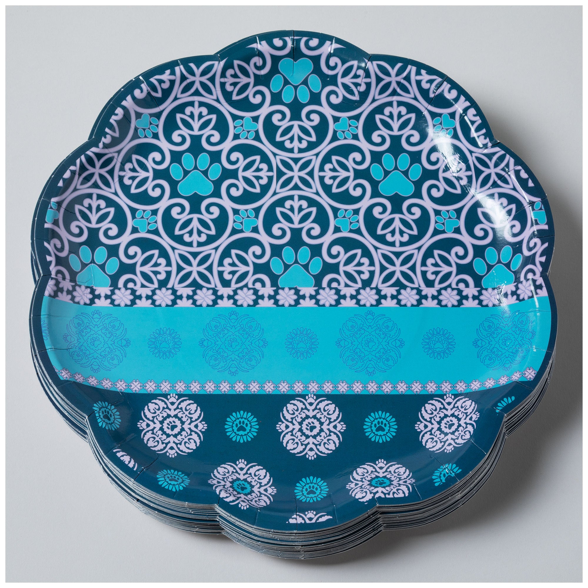 Pawfect Occasion Paper Plates & Napkins - Perfectly Patterned Paws - Plates Only