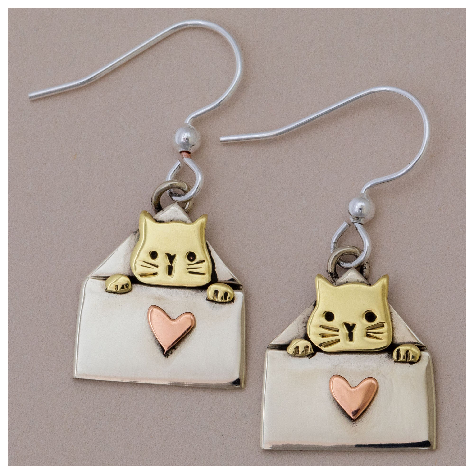 I Love You Pet Mixed Metal Earrings - Cat