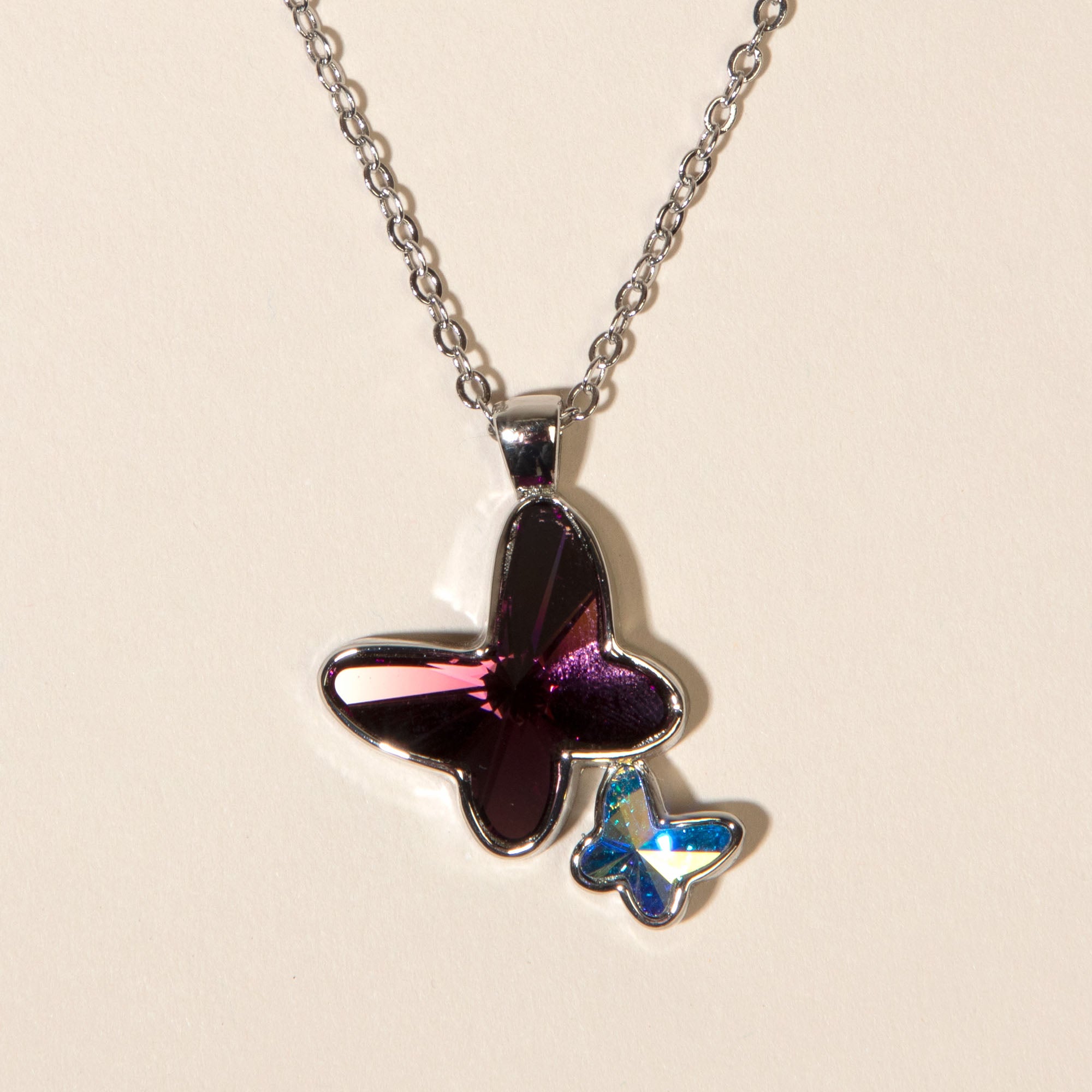 Swarovski Crystal Butterfly Necklace - Amethyst