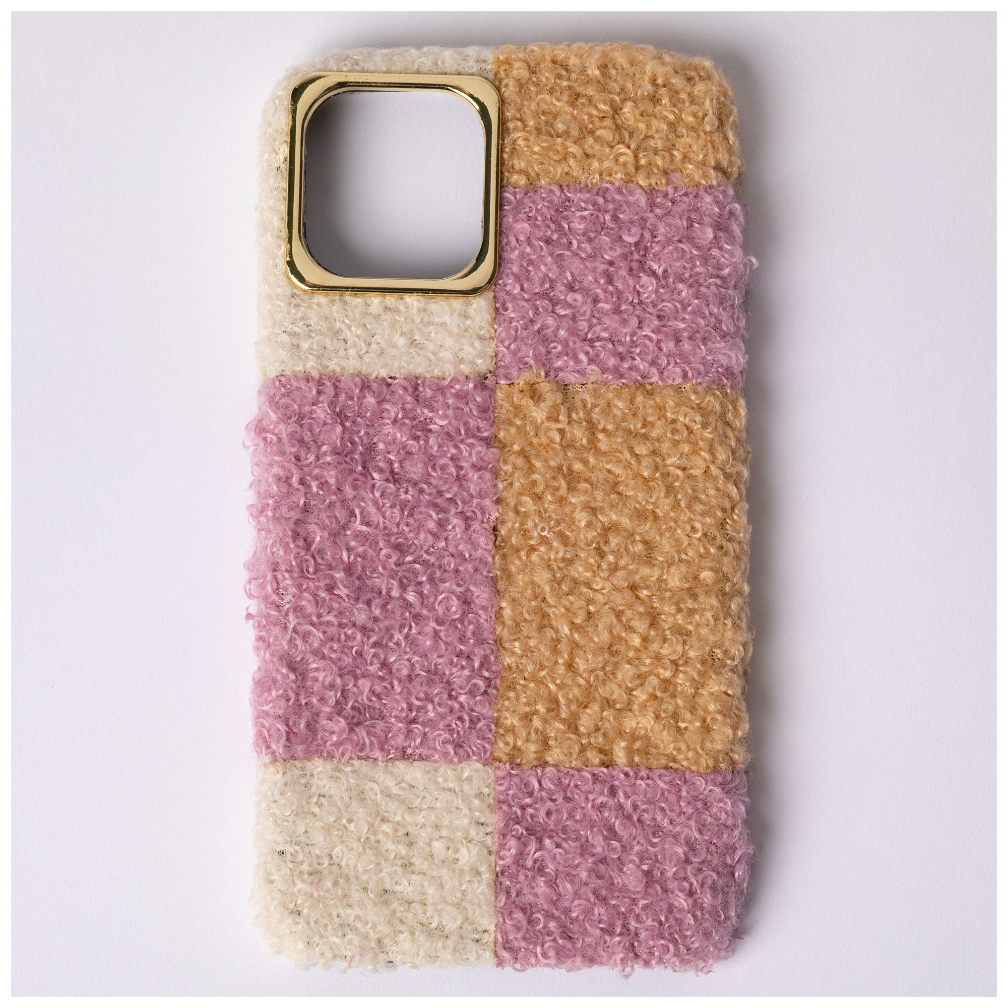 Plush Geometric IPhone 12 Cover - Pink & Orange