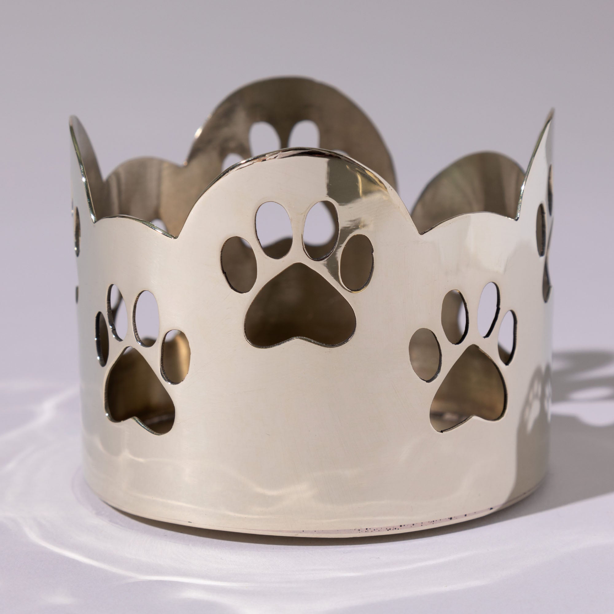 Paw Print Mixed Metal Candle Holder - Silver