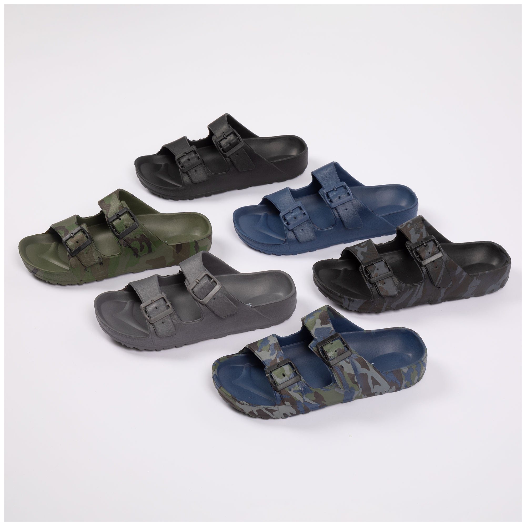 Men's Double Buckle Slide Sandals - Gray - 12