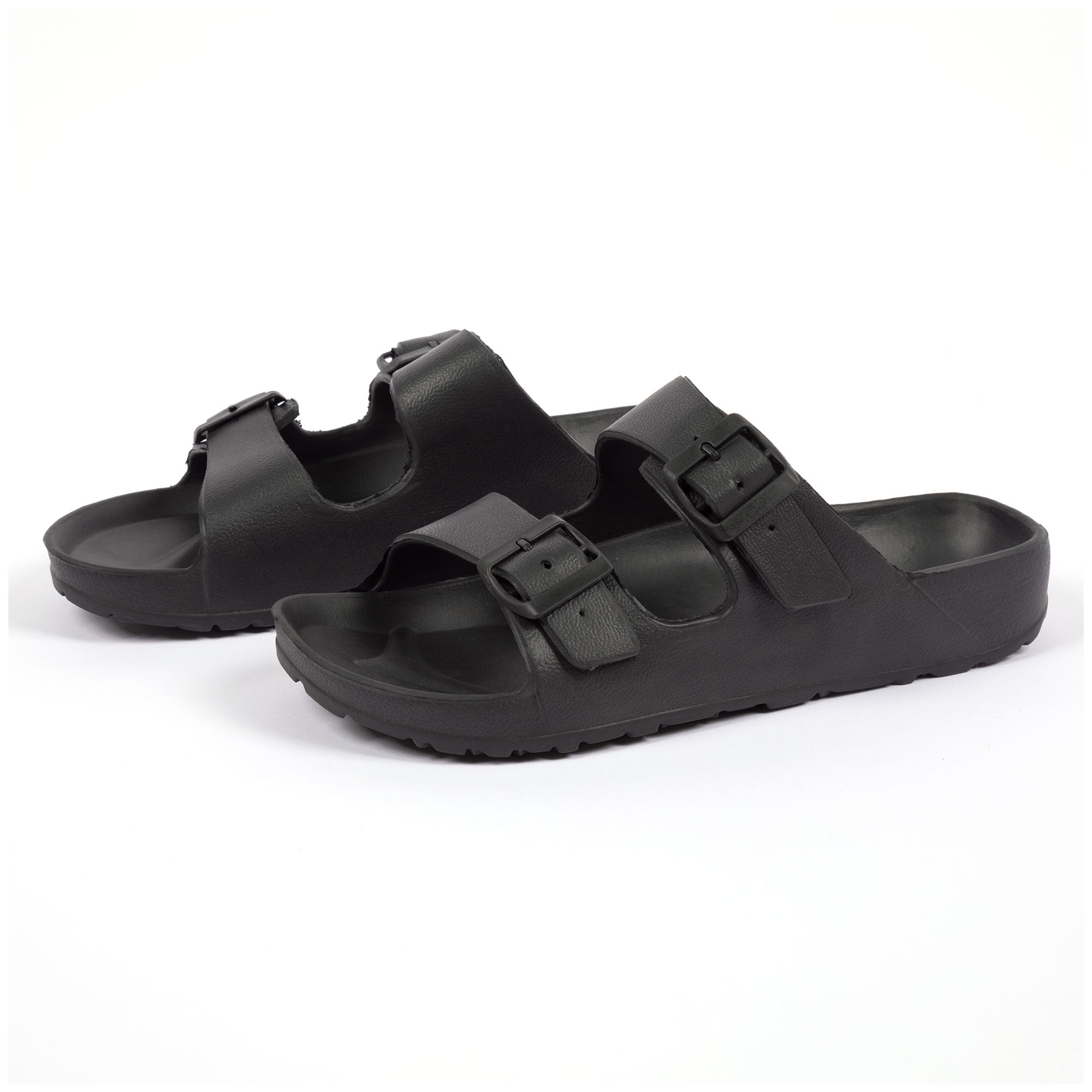 Men's Double Buckle Slide Sandals - Black - 8