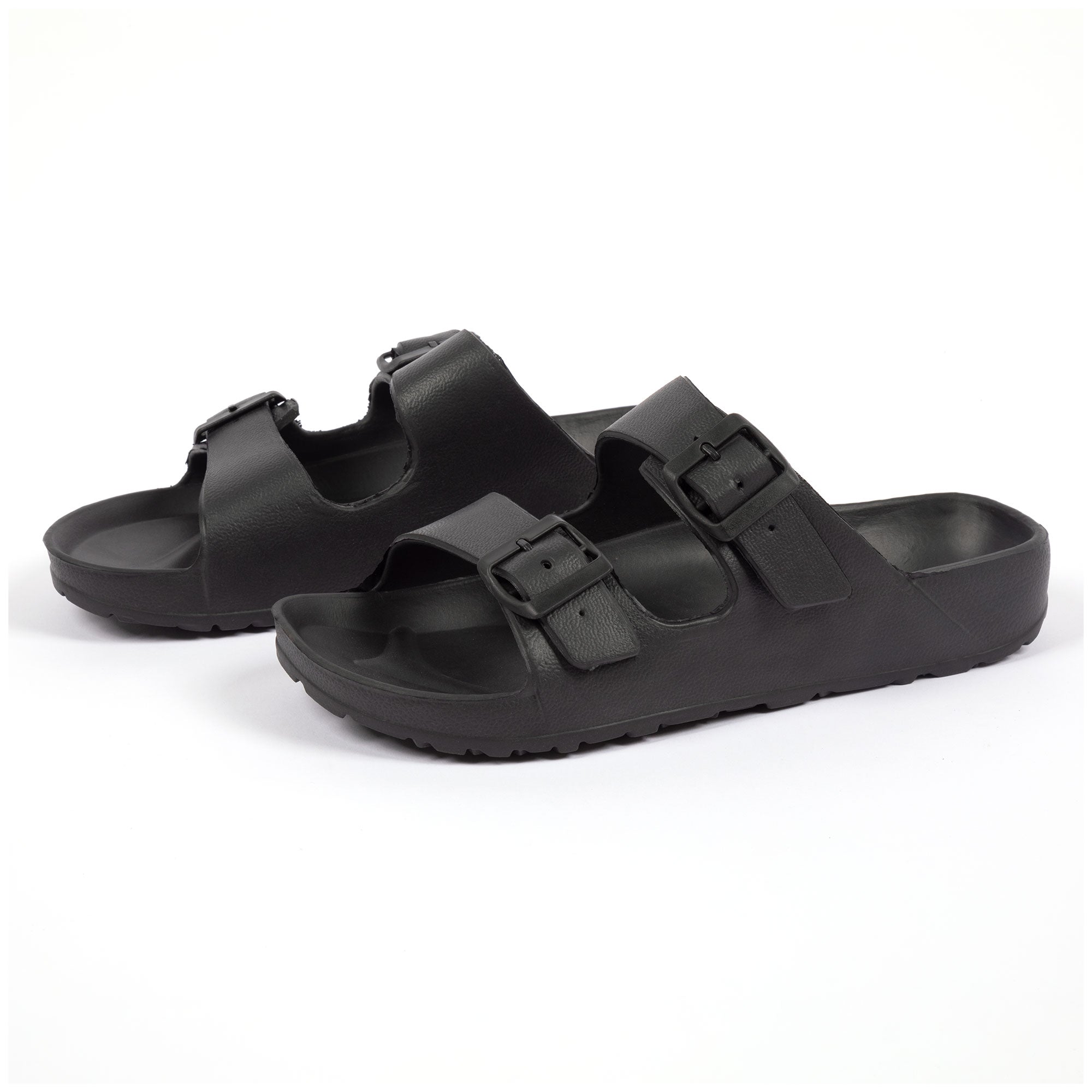 Men's Double Buckle Slide Sandals - Black - 13