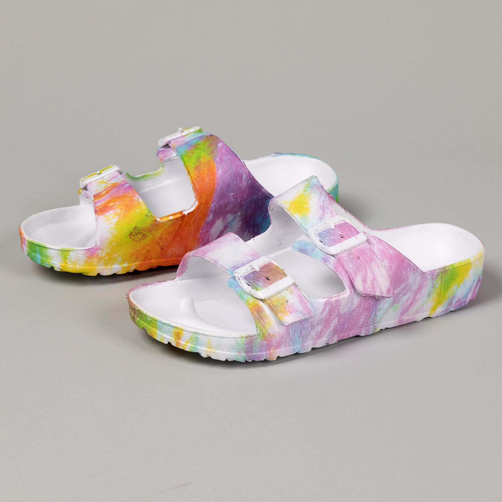 Women's Tie-Dye Double Buckle Slide Sandals - 5