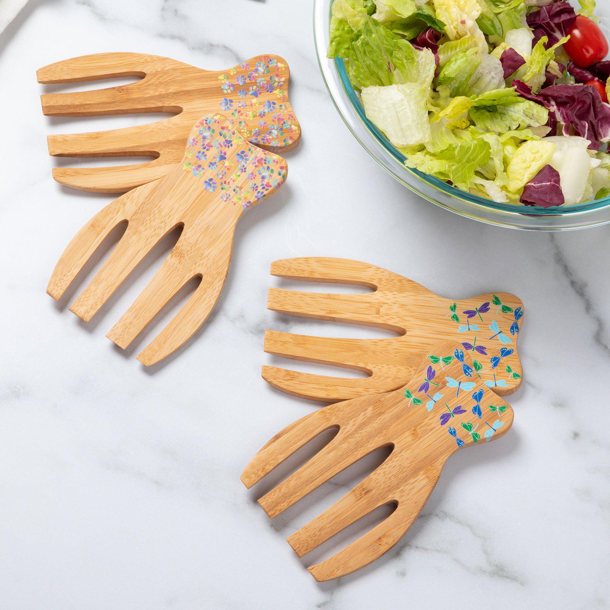 Bamboo Bear Claw Salad Serving Set - Ombre Paws