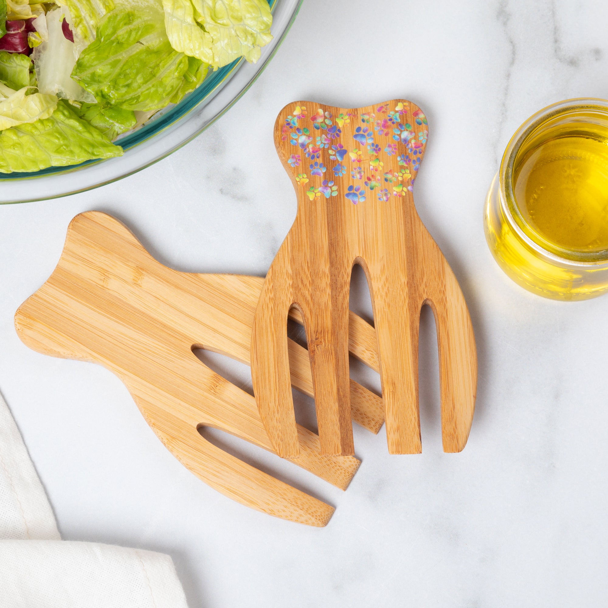 Bamboo Bear Claw Salad Serving Set - Ombre Paws