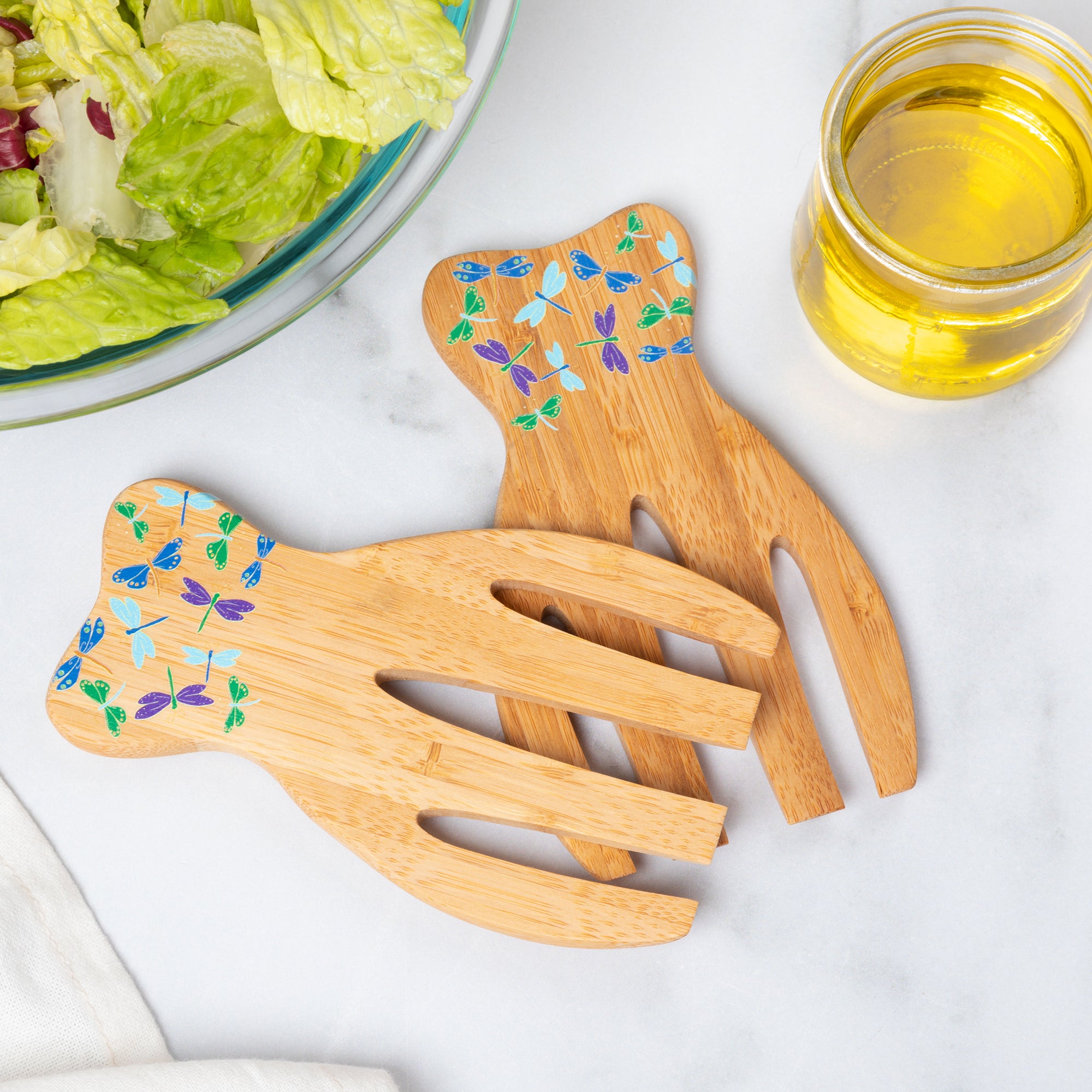 Bamboo Bear Claw Salad Serving Set - Dragonfly