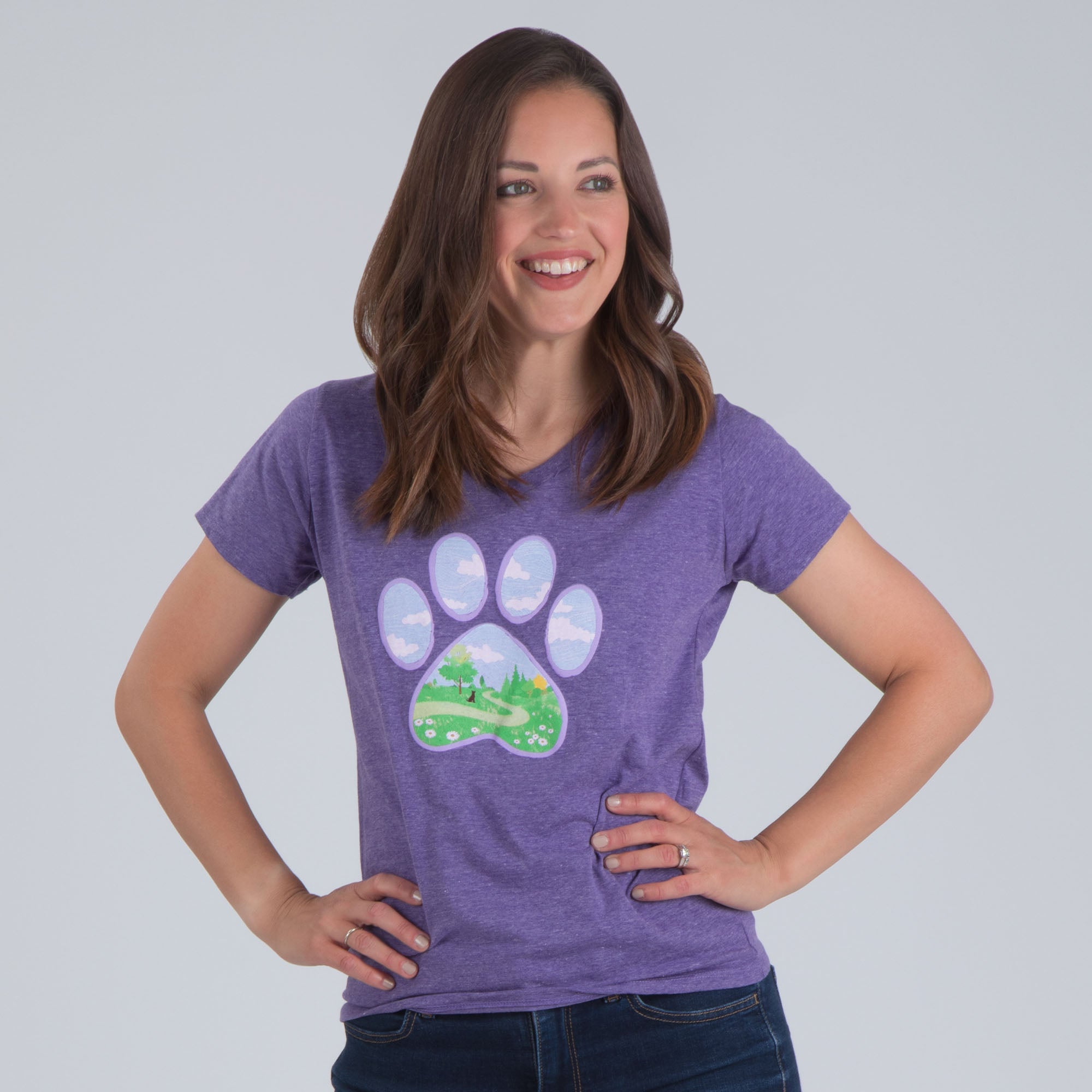 Paw Park Scene V-Neck Tee - XL