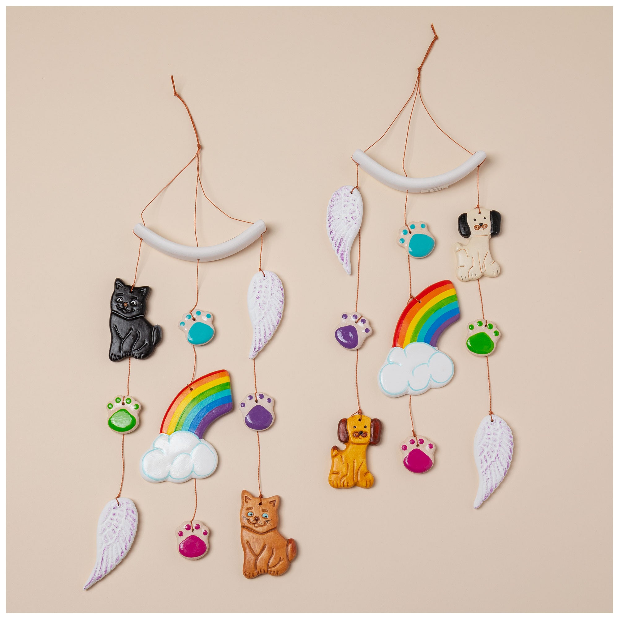 Rainbow Bridge Pet Memorial Ceramic Wind Chime - Dog