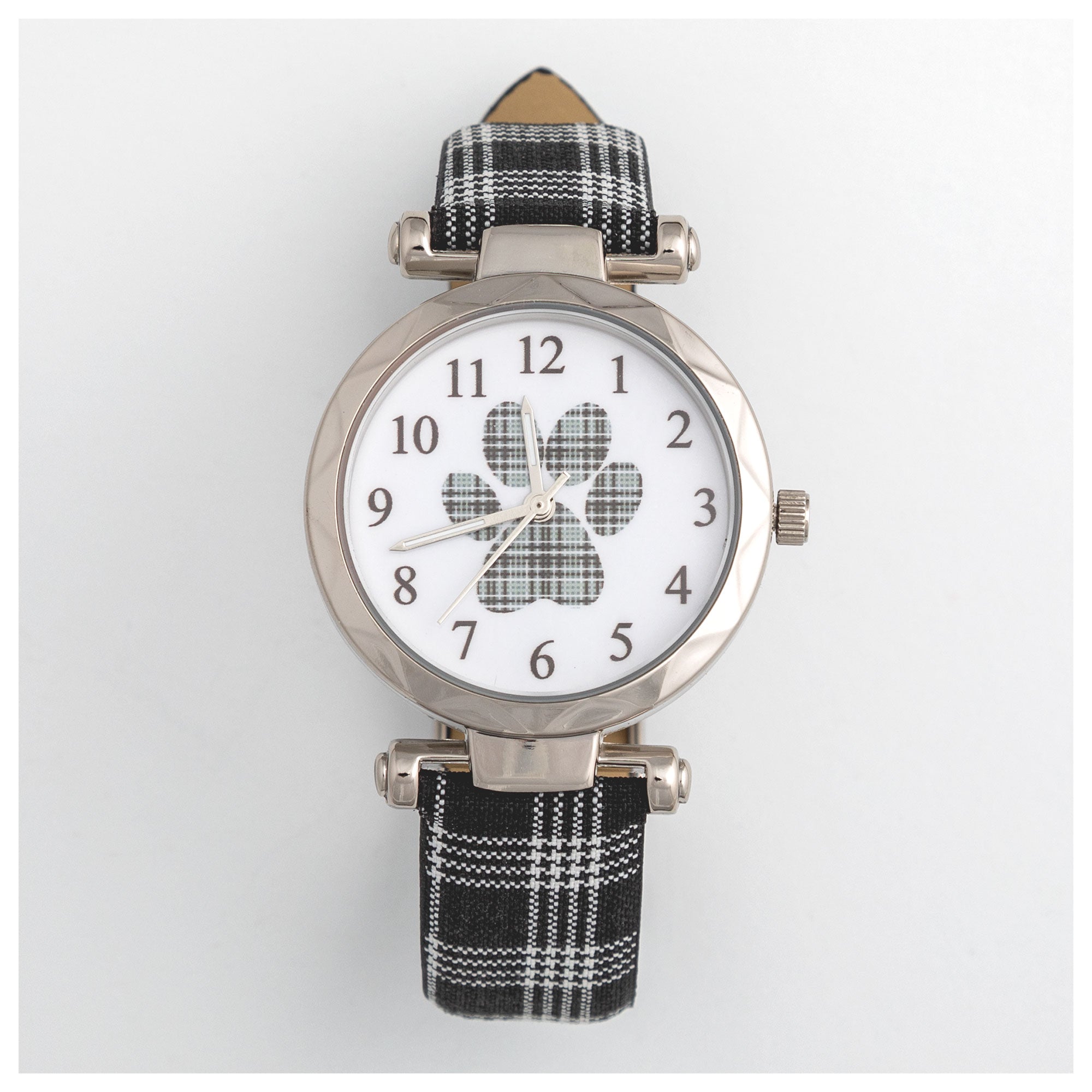 Plaid Paw Print Watch - Black