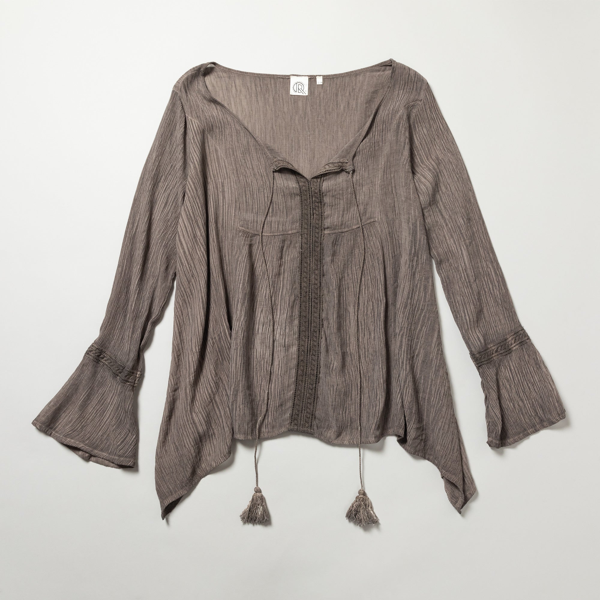 All In The Details Long Bell Sleeve Top - Khaki - S/M