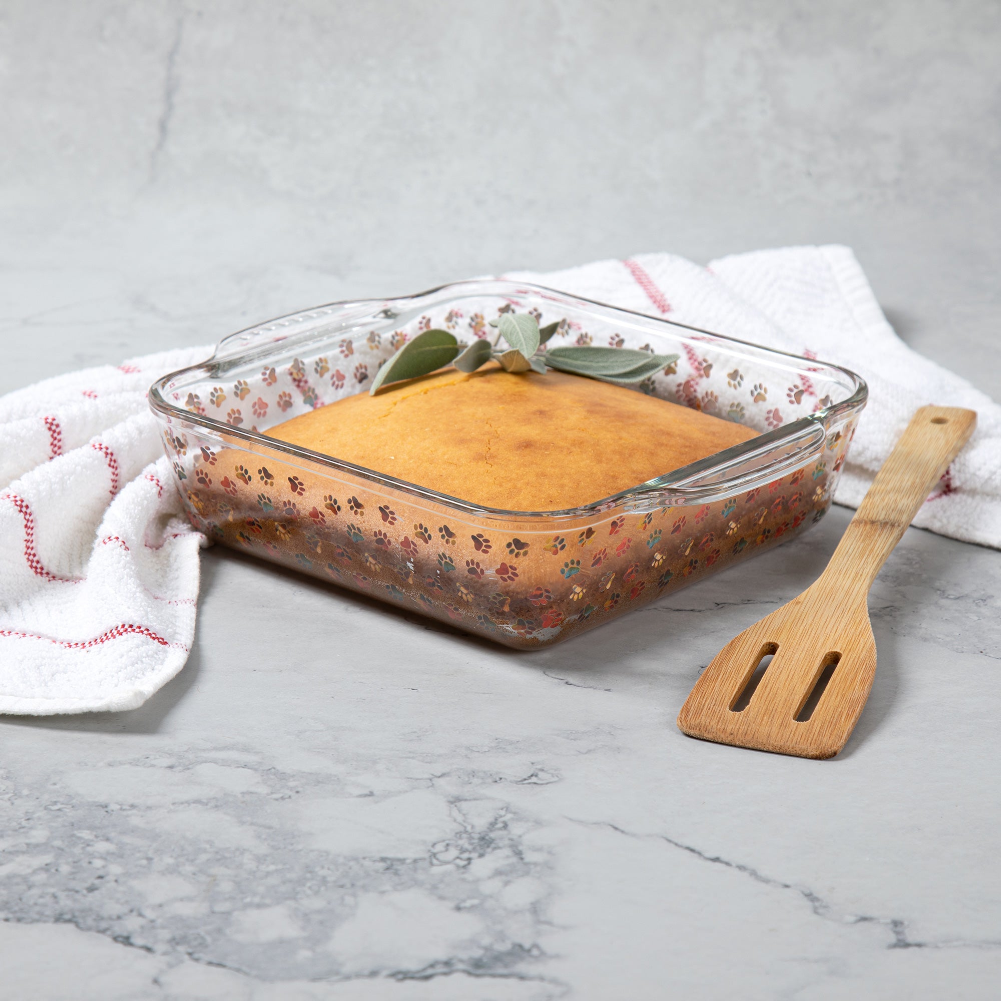 Paws To Bake Glass Baking Dish - Ombre Paws - Square