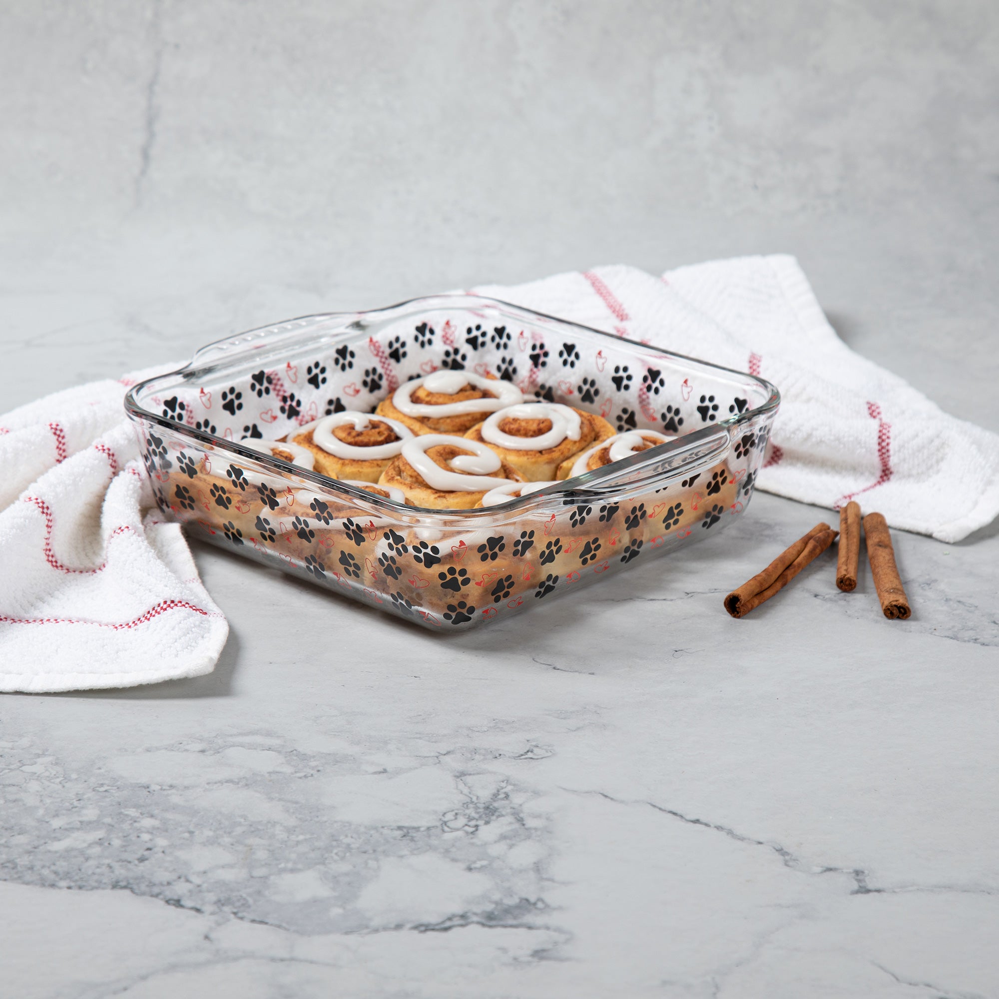 Paws To Bake Glass Baking Dish - Paws & Hearts - Square