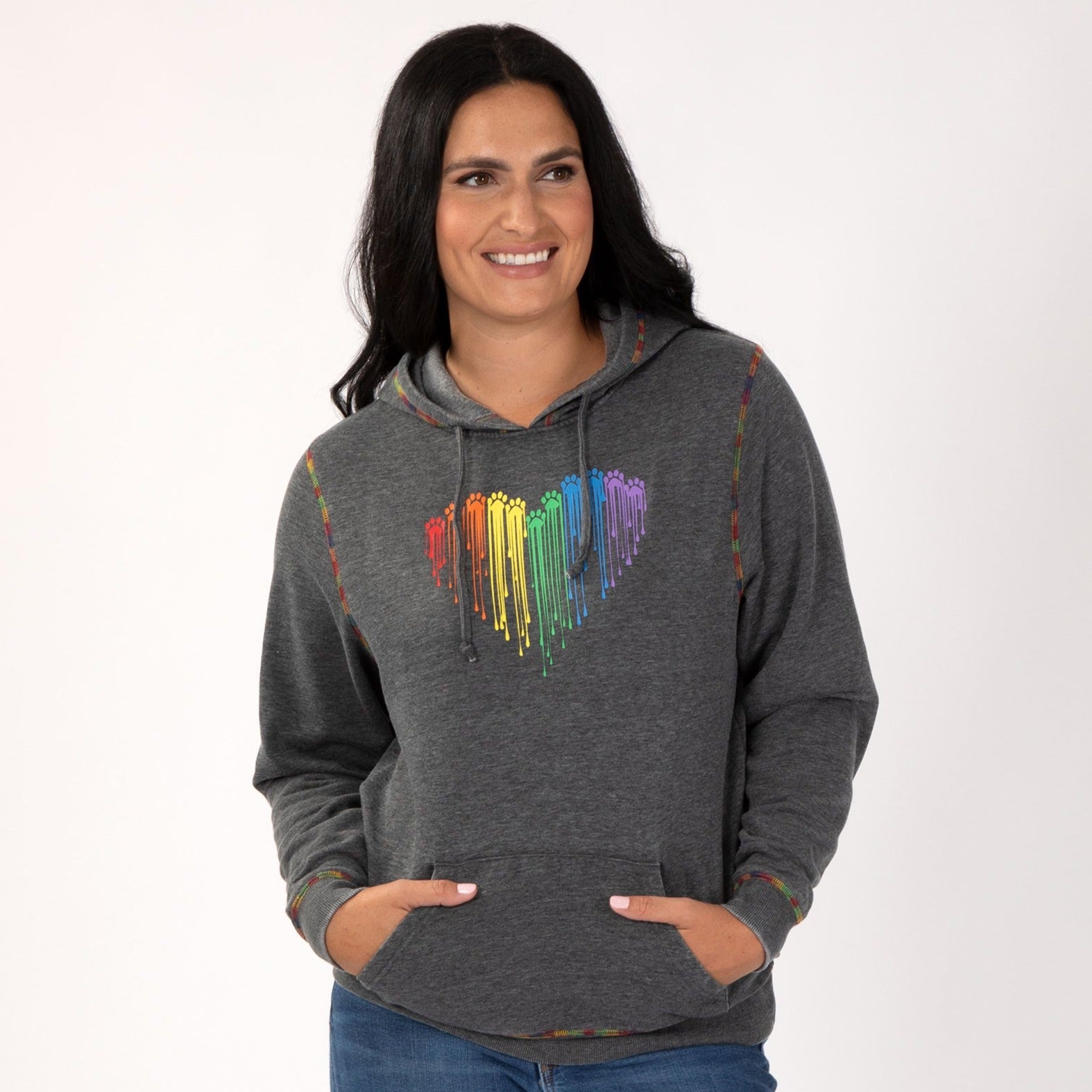 Rainbow Painted Paws Burnout Hoodie - 2X