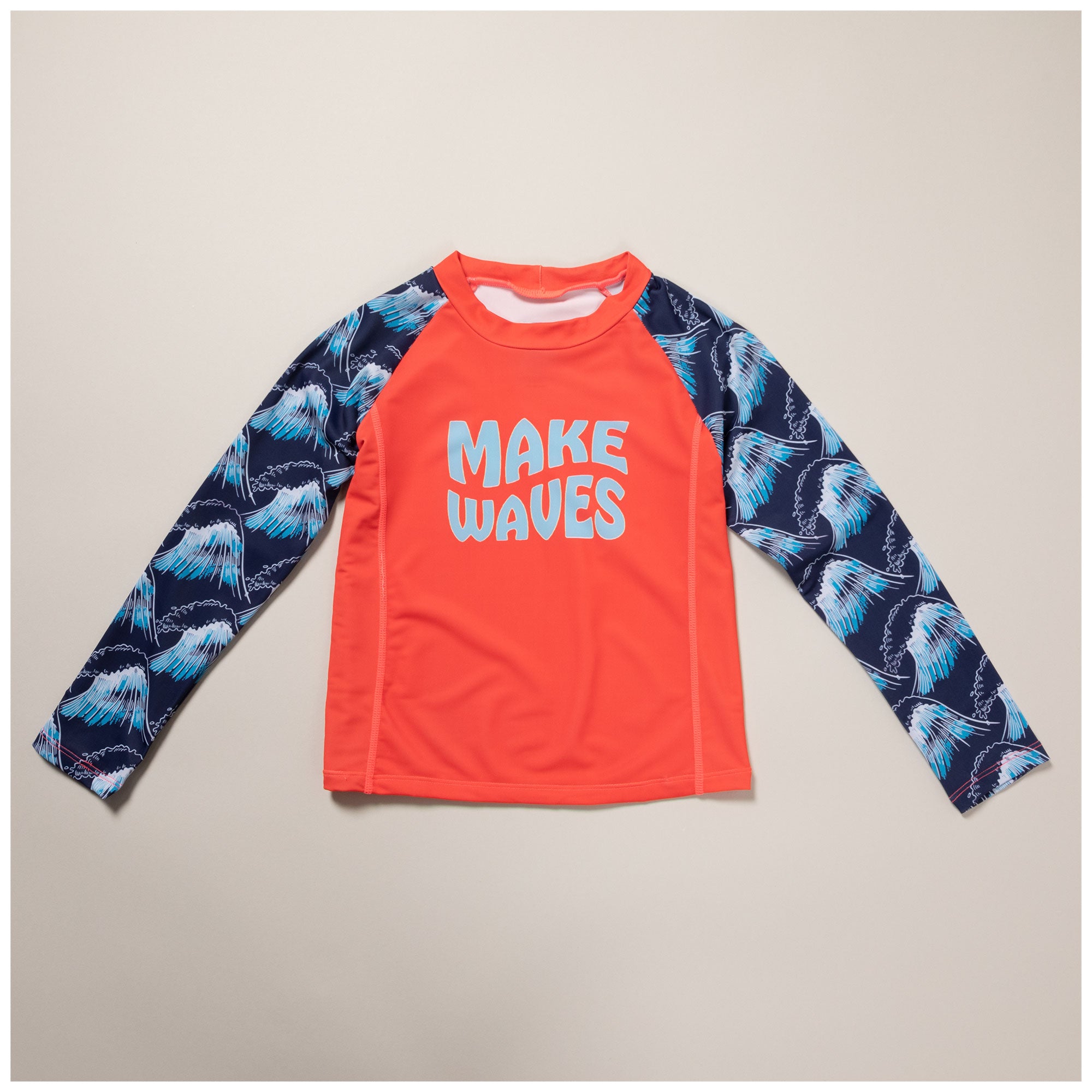Kids Long Sleeve Rashguard Swim Shirt - Boys / Make Waves - L