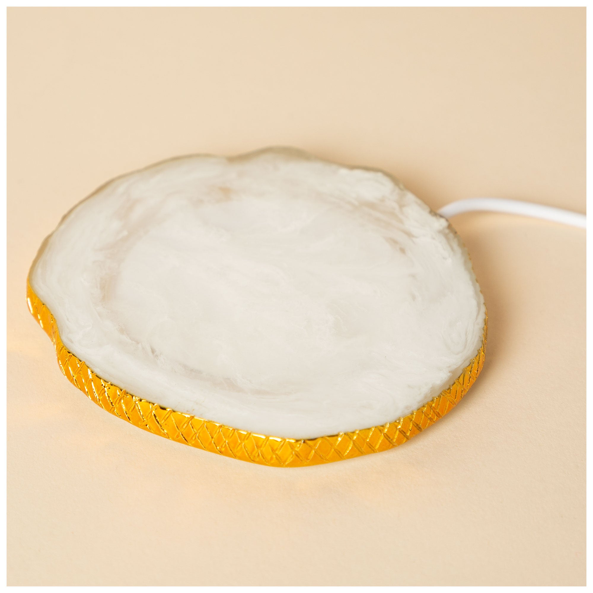 Wireless Charging Agate Crystal Pad - White