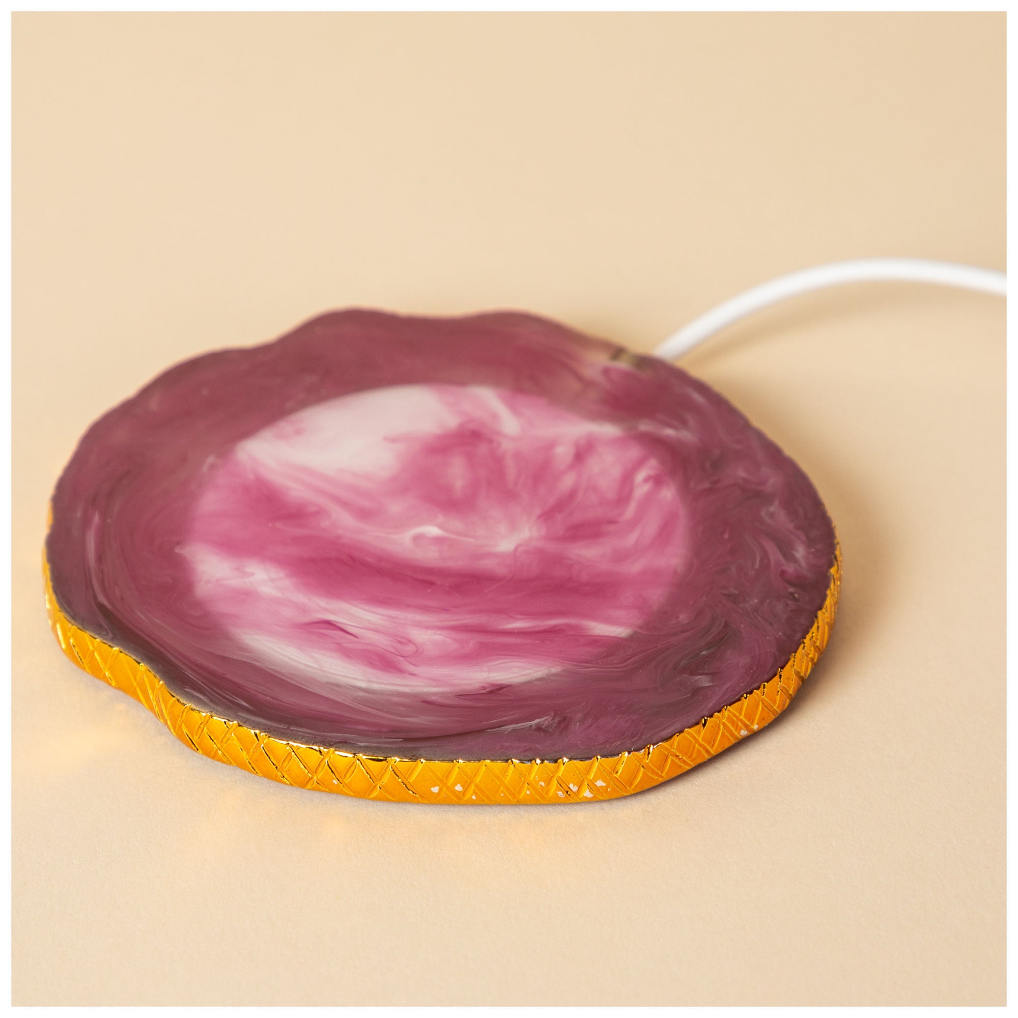 Wireless Charging Agate Crystal Pad - Purple