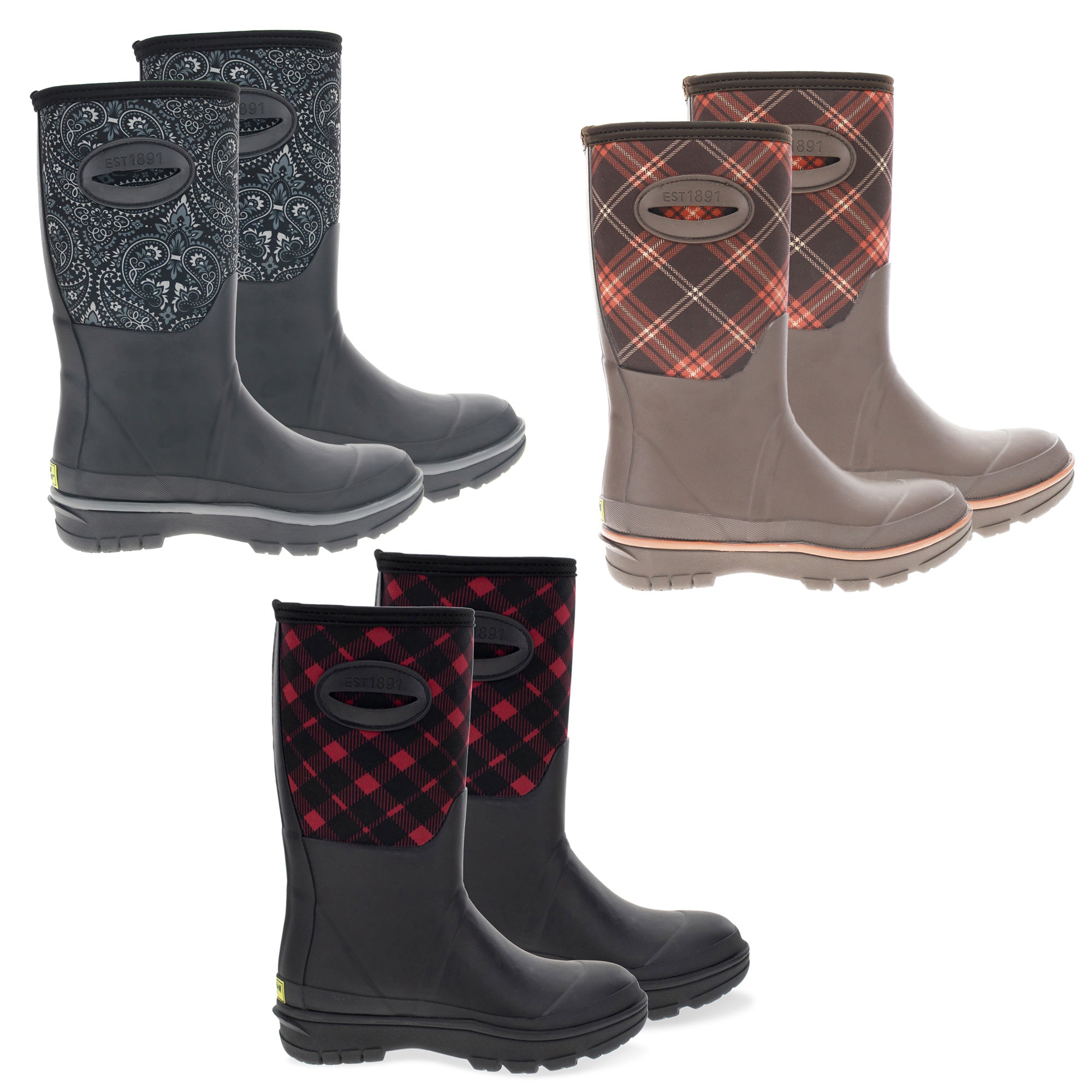 Western Chief® Waterproof Western Mid-Calf Boots - Buffalo Check - 11