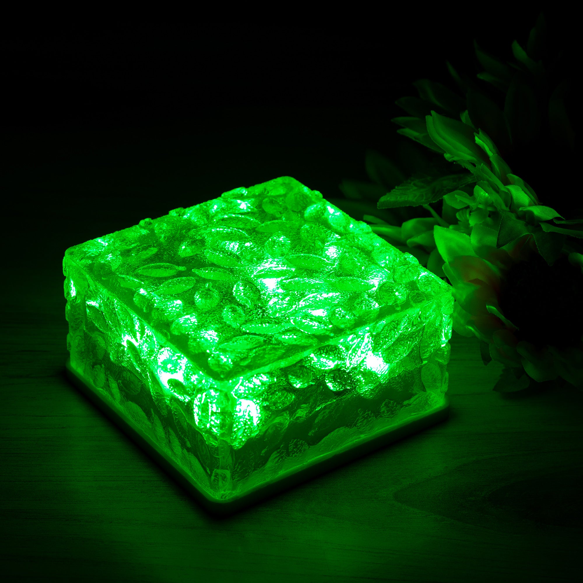 Square Solar Garden Light - Green - Set Of 2