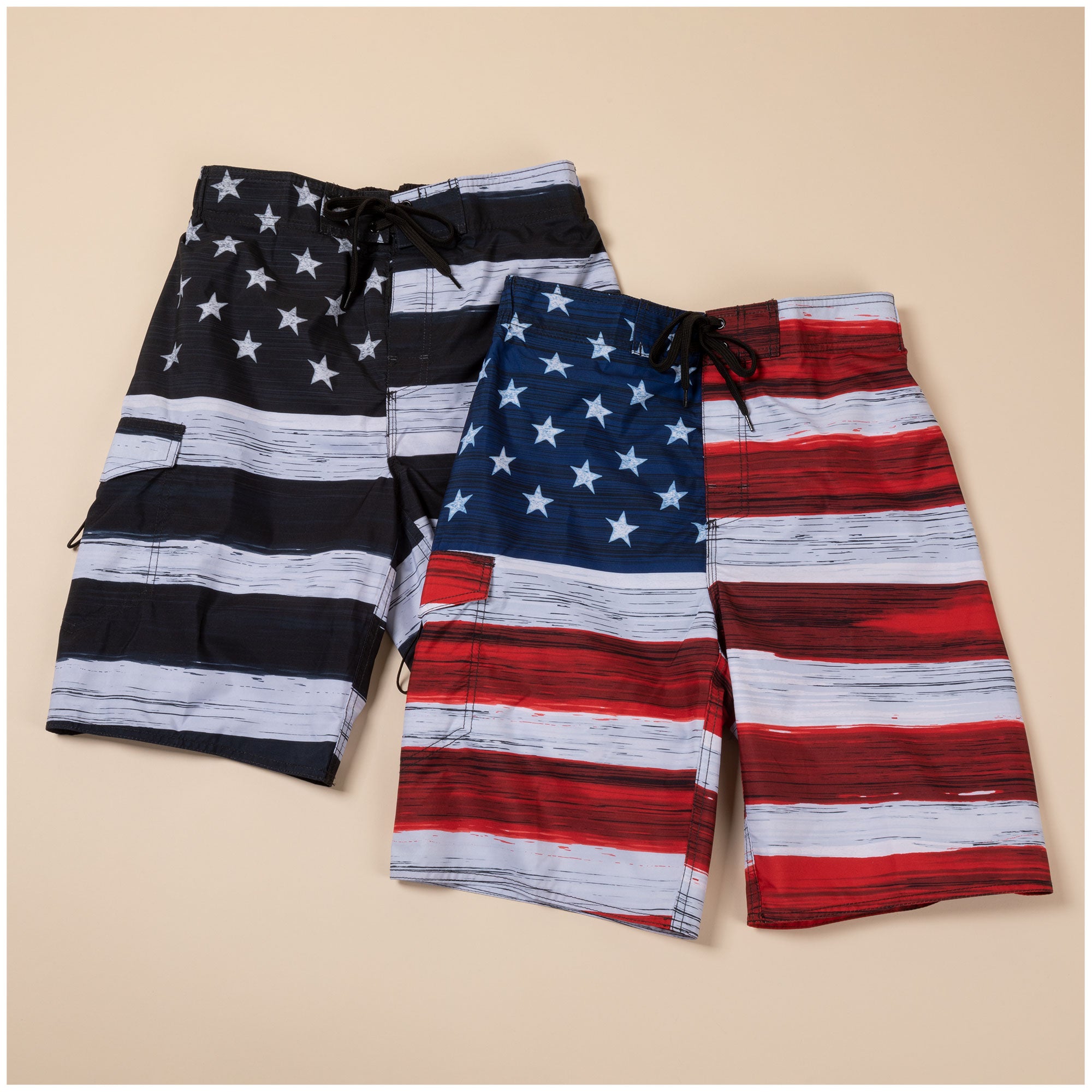 Men's Patriotic Swim Trunks - Black - S