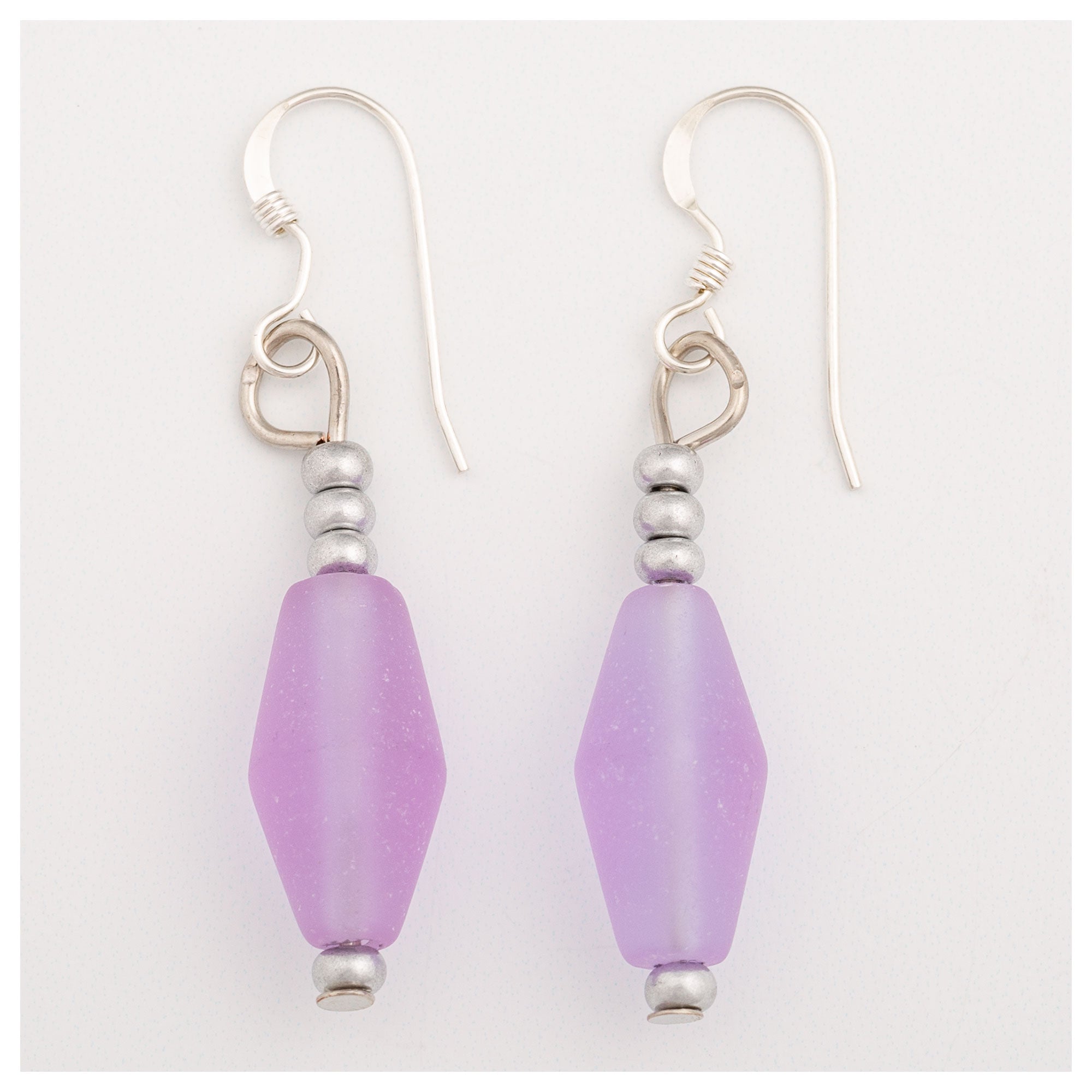 Simple Sea Glass Earrings - Purple