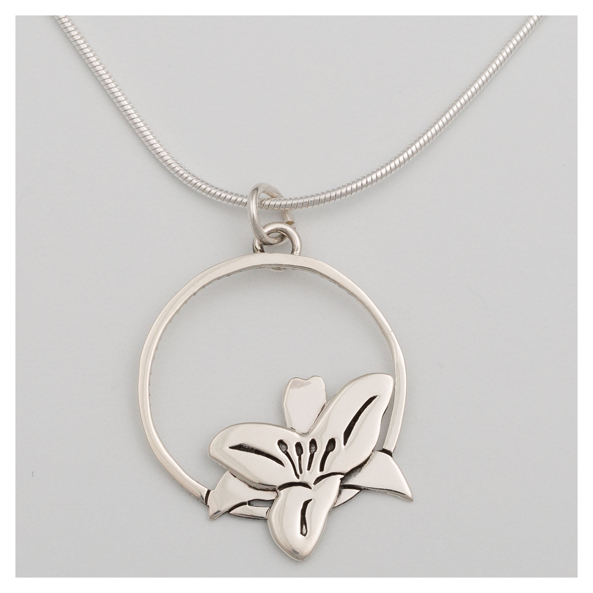 Blooming Flowers Sterling Necklace - Water Lily - With Sterling Cable Chain