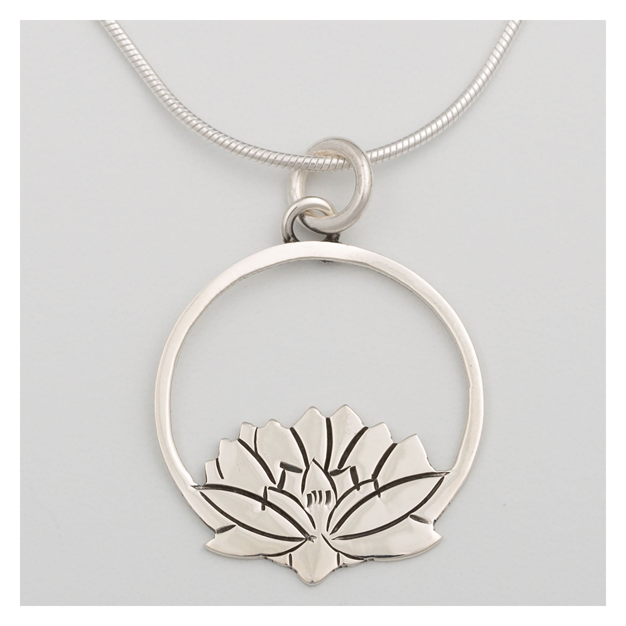 Blooming Flowers Sterling Necklace - Water Lily - With Snake Chain