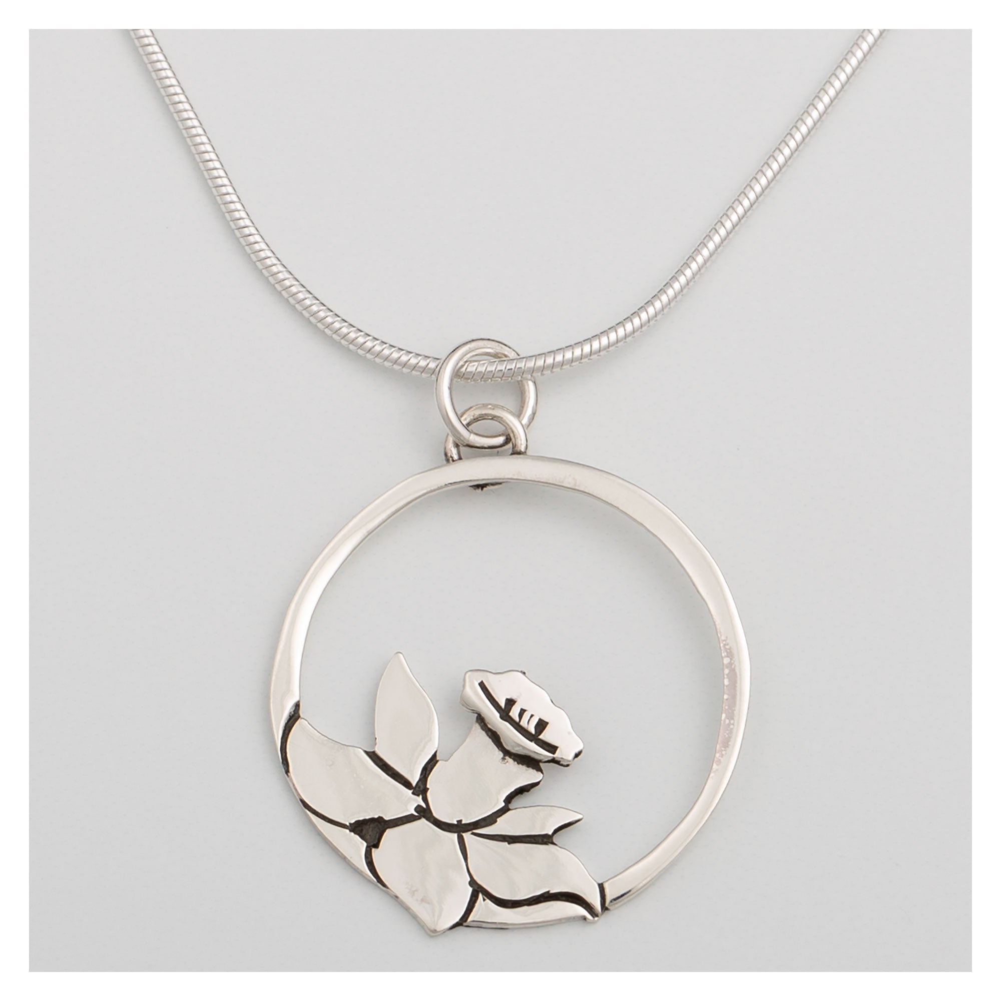Blooming Flowers Sterling Necklace - Daffodil - Pendant Only