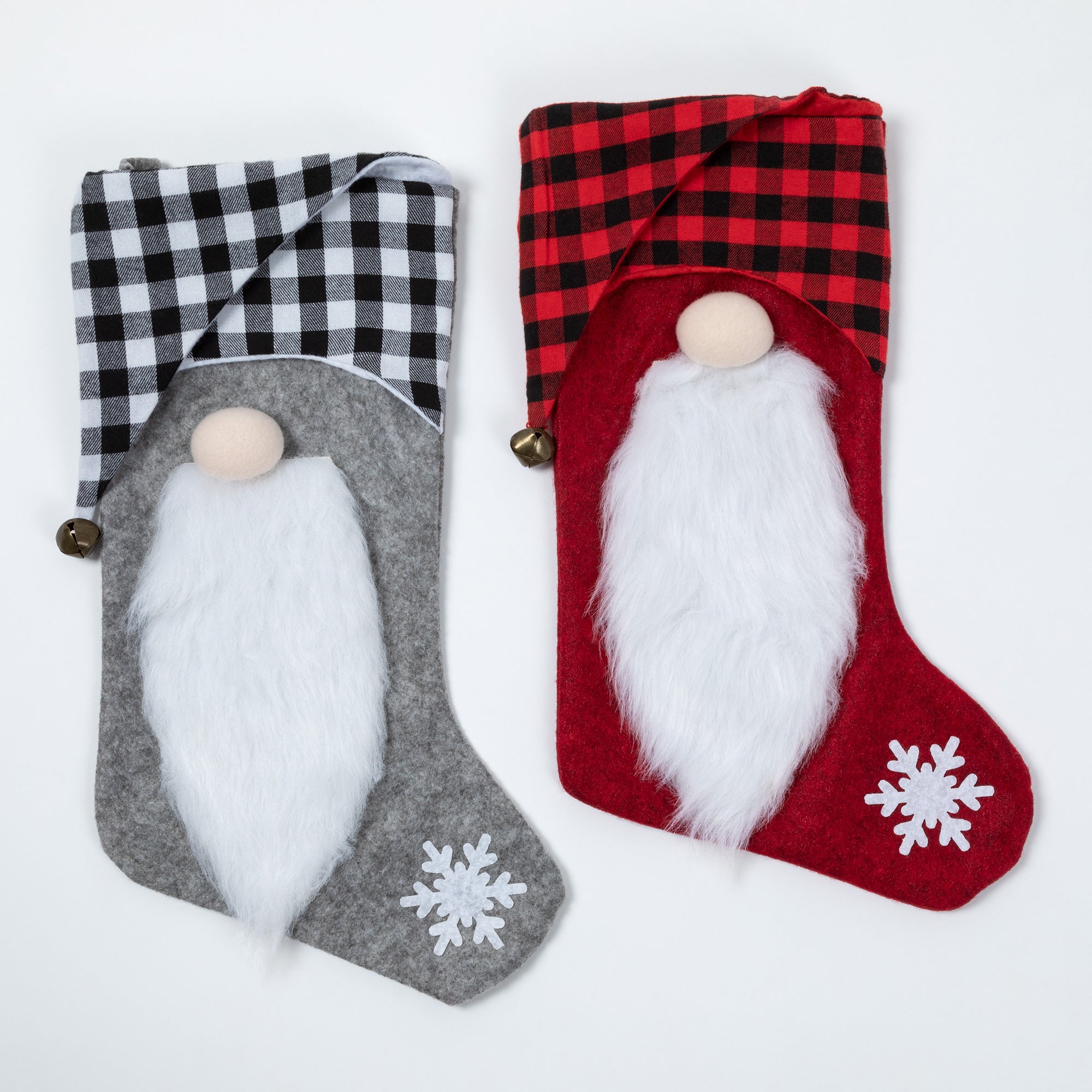 Jingle Bell Gnome Stocking - Black Buffalo Plaid