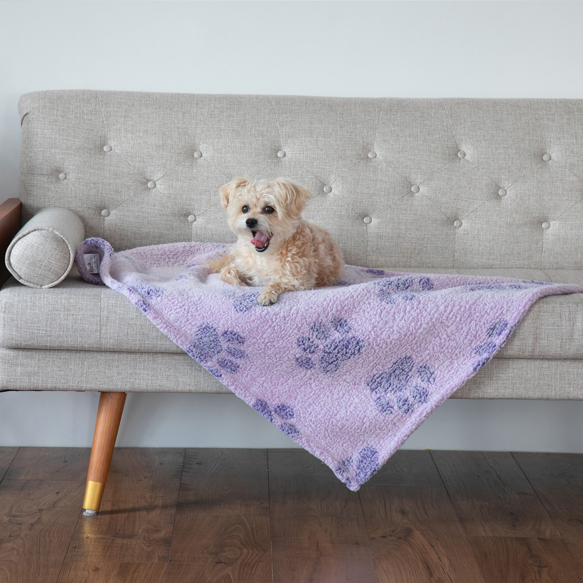 Super Cozy™ Paws I Love You Sherpa Pet Blanket - Purple - Large