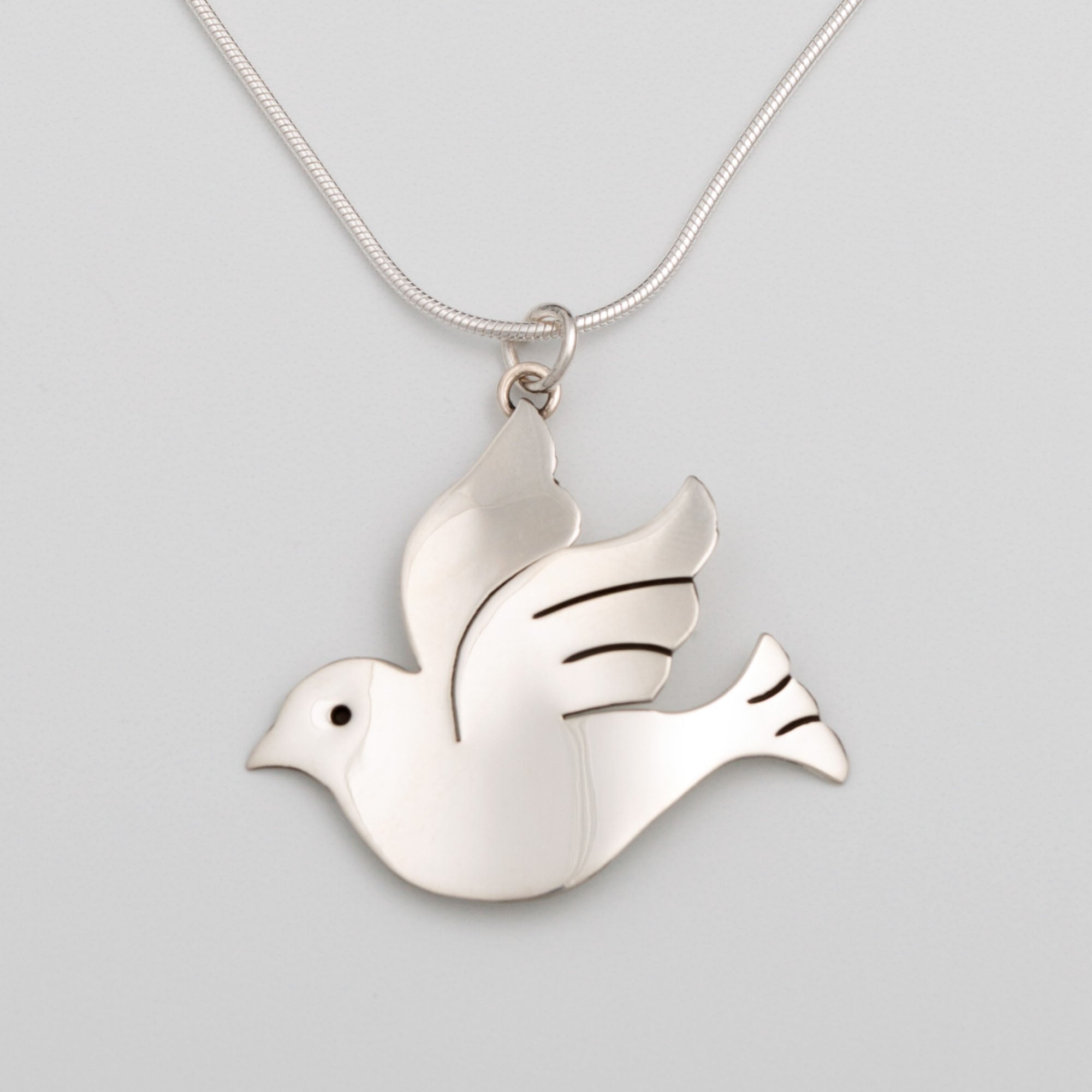 Peace Dove Sterling Necklace - With Snake Chain