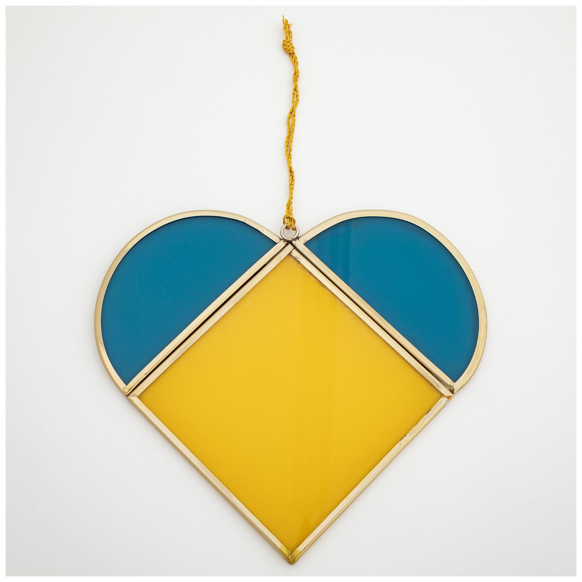 Stand With Ukraine Glass Heart - Sun Catcher