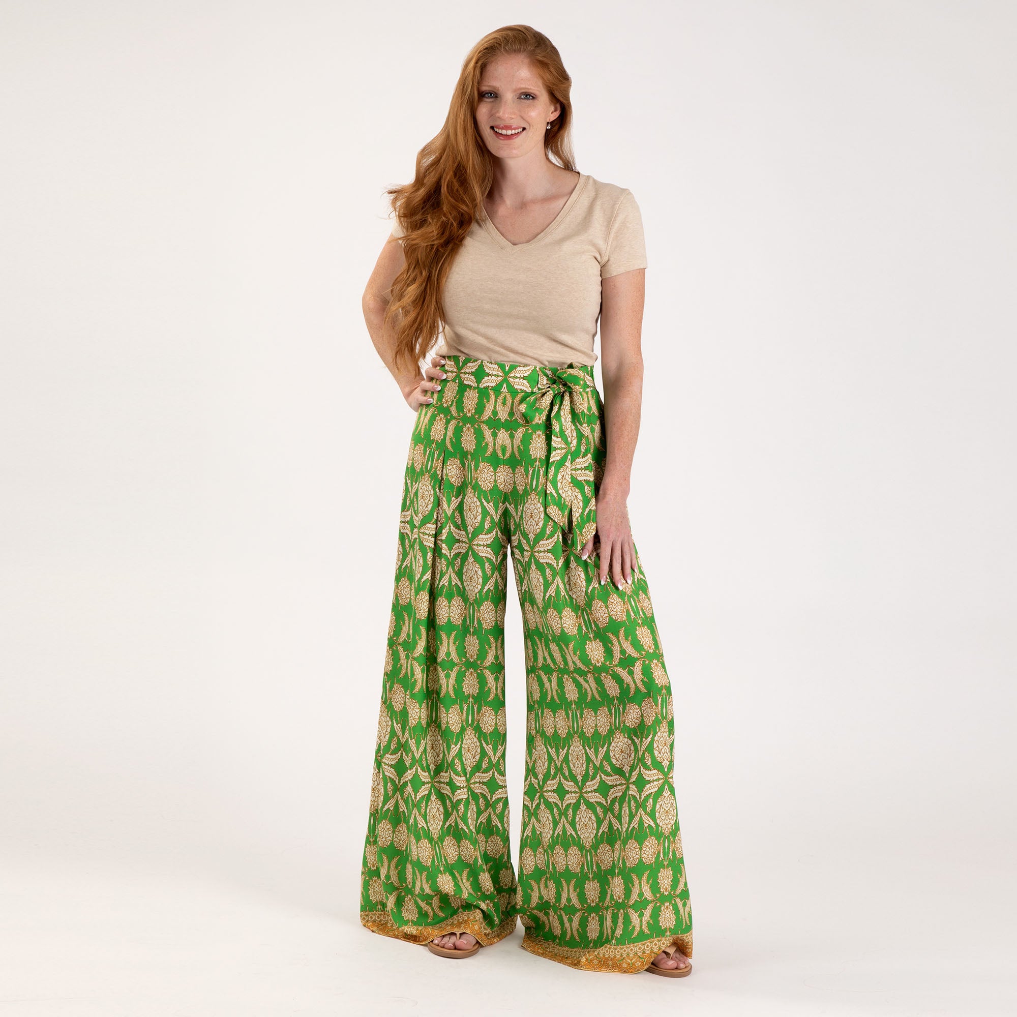 Concentric Design Flowing Pants - Green - L