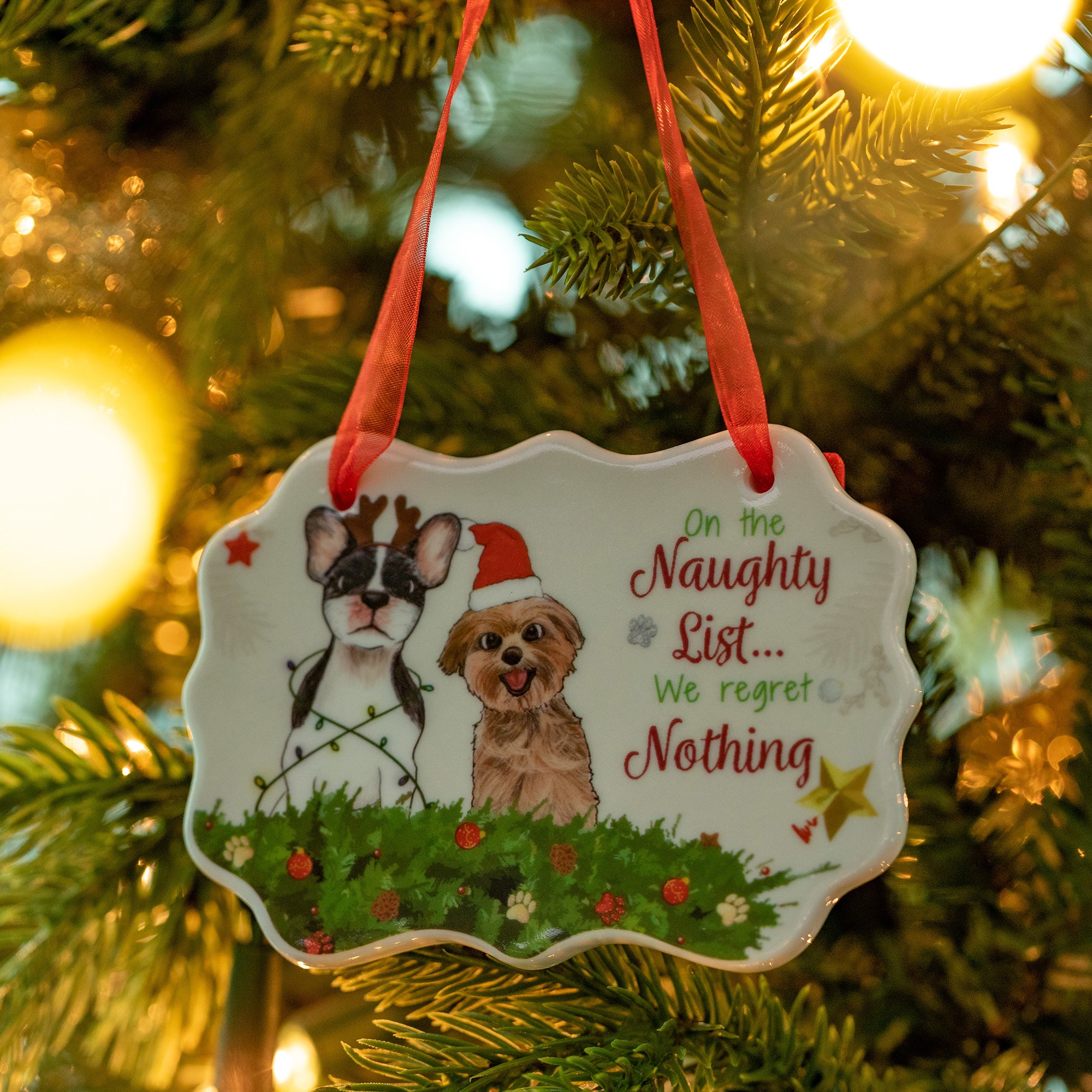 Naughty List Christmas Ornament - Dog