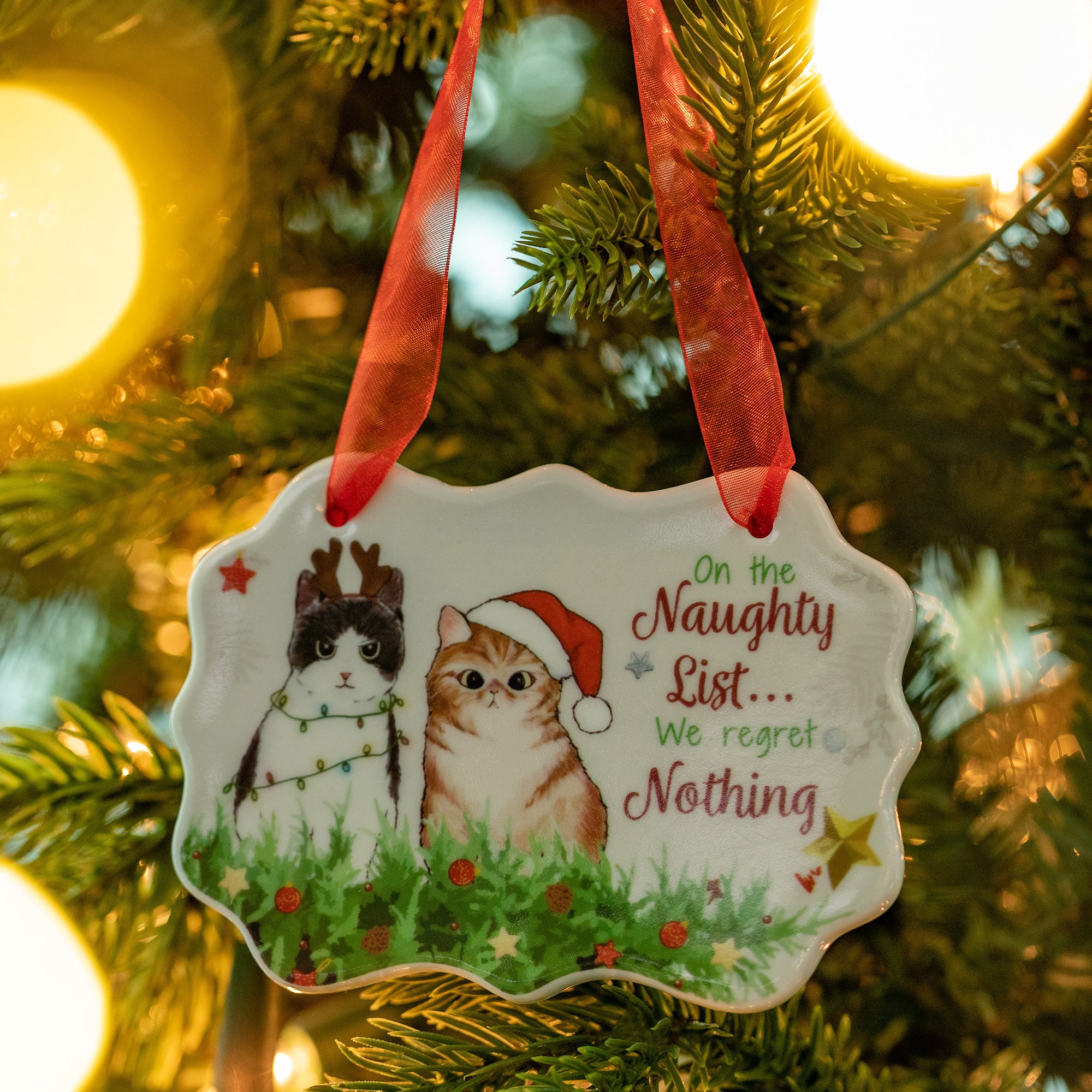 Naughty List Christmas Ornament - Cat