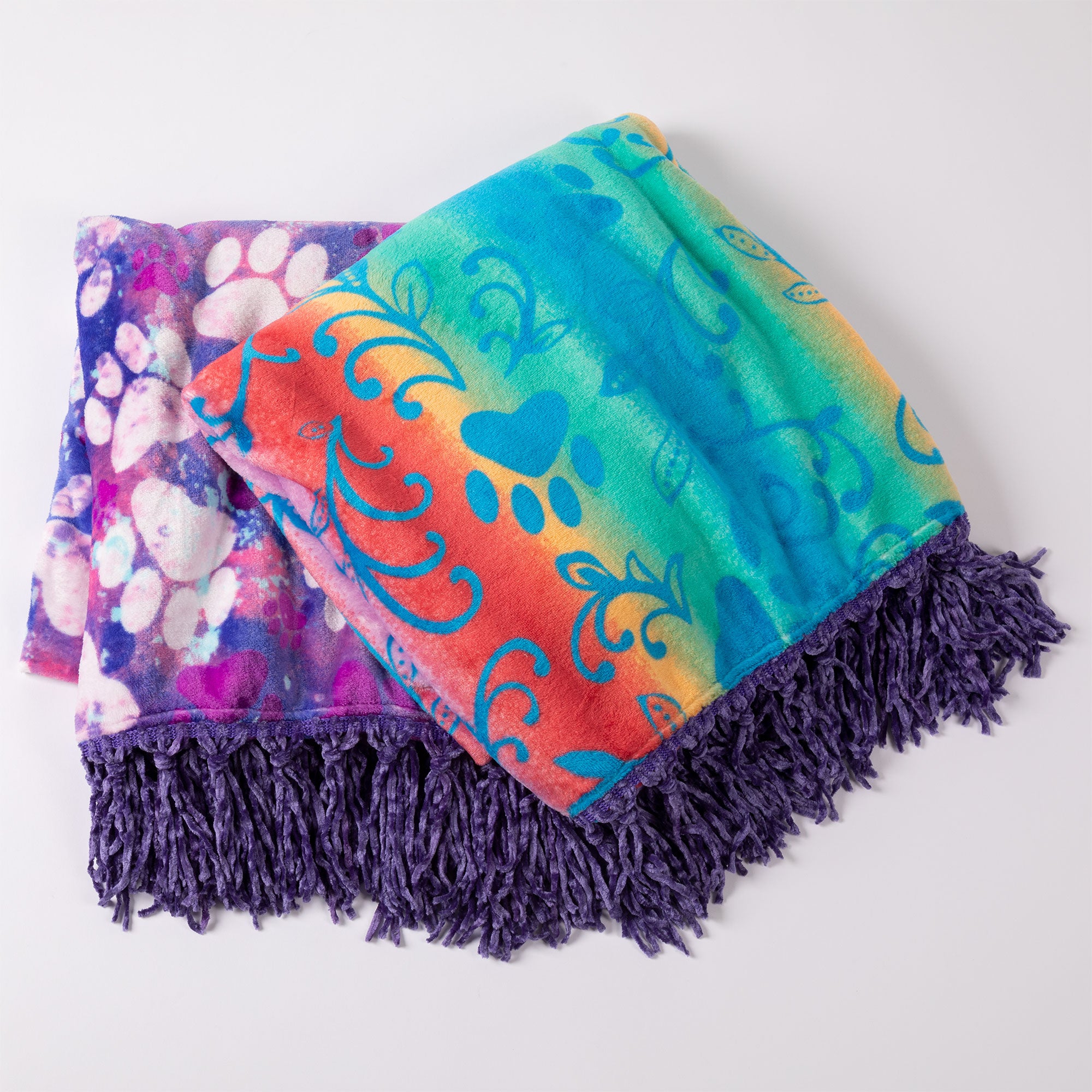 Super Cozy™ Paws Throw Blanket With Fringe - Sunset Paws