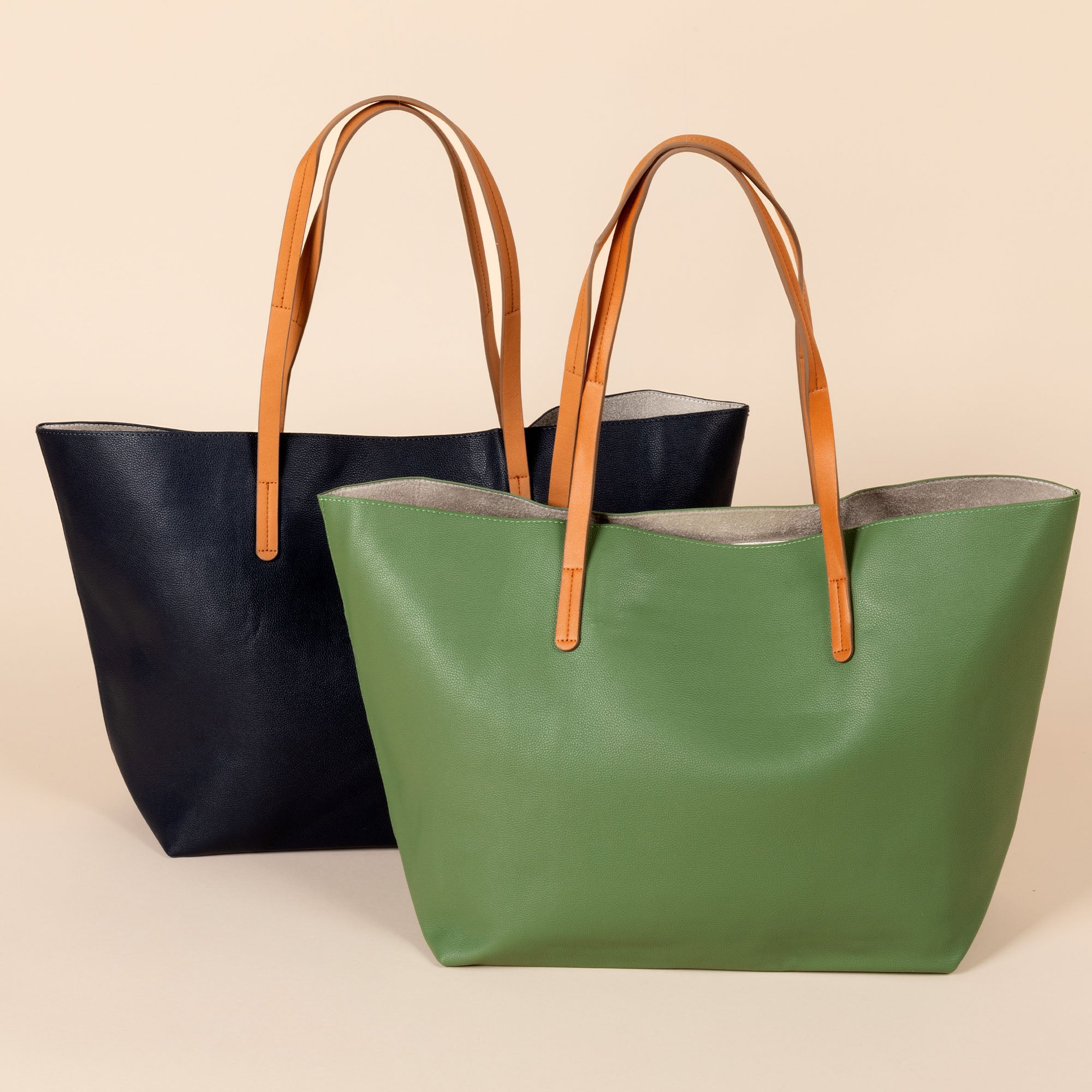 Vegan Leather Tote Bag - Green