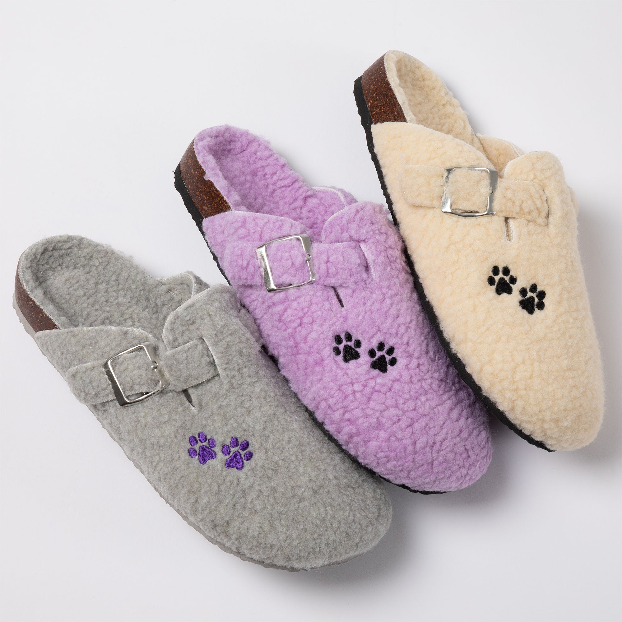 Paw Print Sherpa Clog Slippers - Gray - 10