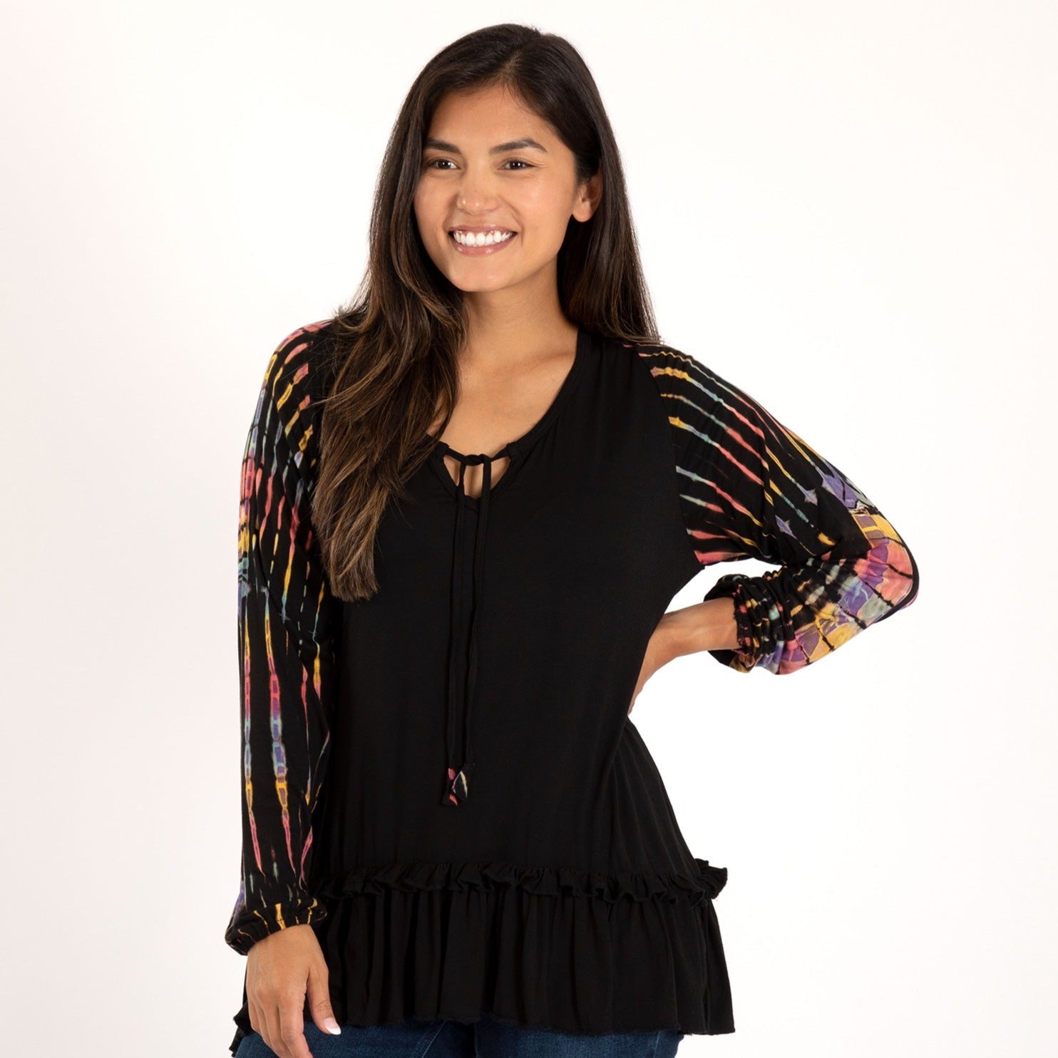 Armed With Tie-Dye Long Sleeve Tunic - 4X