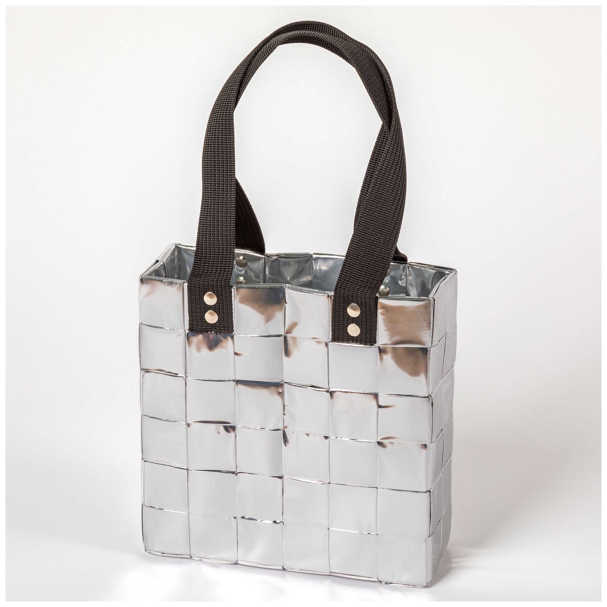 Recycled Handwoven Tote Bag - Silver
