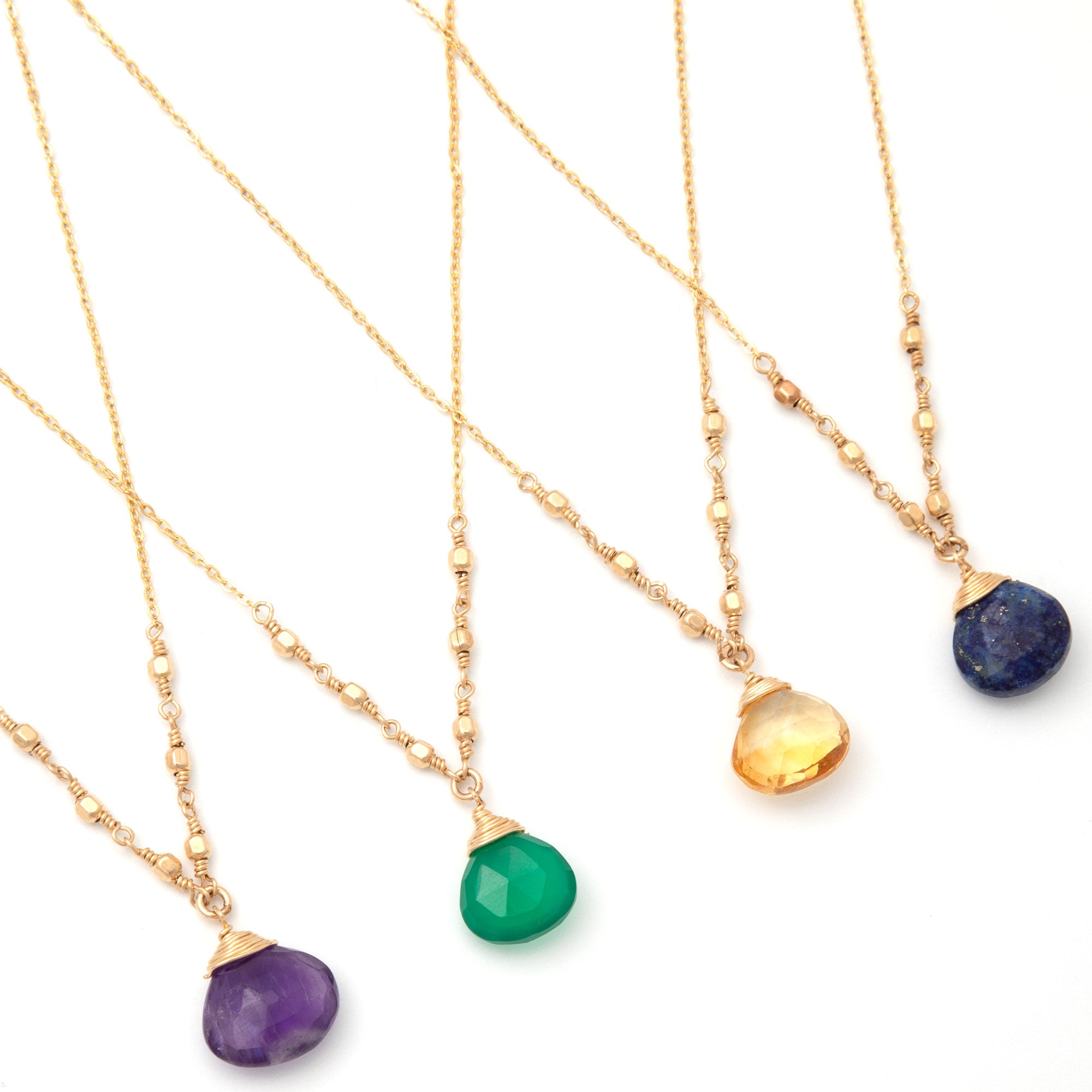 Gold Filled Necklace With Gemstone - Amethyst